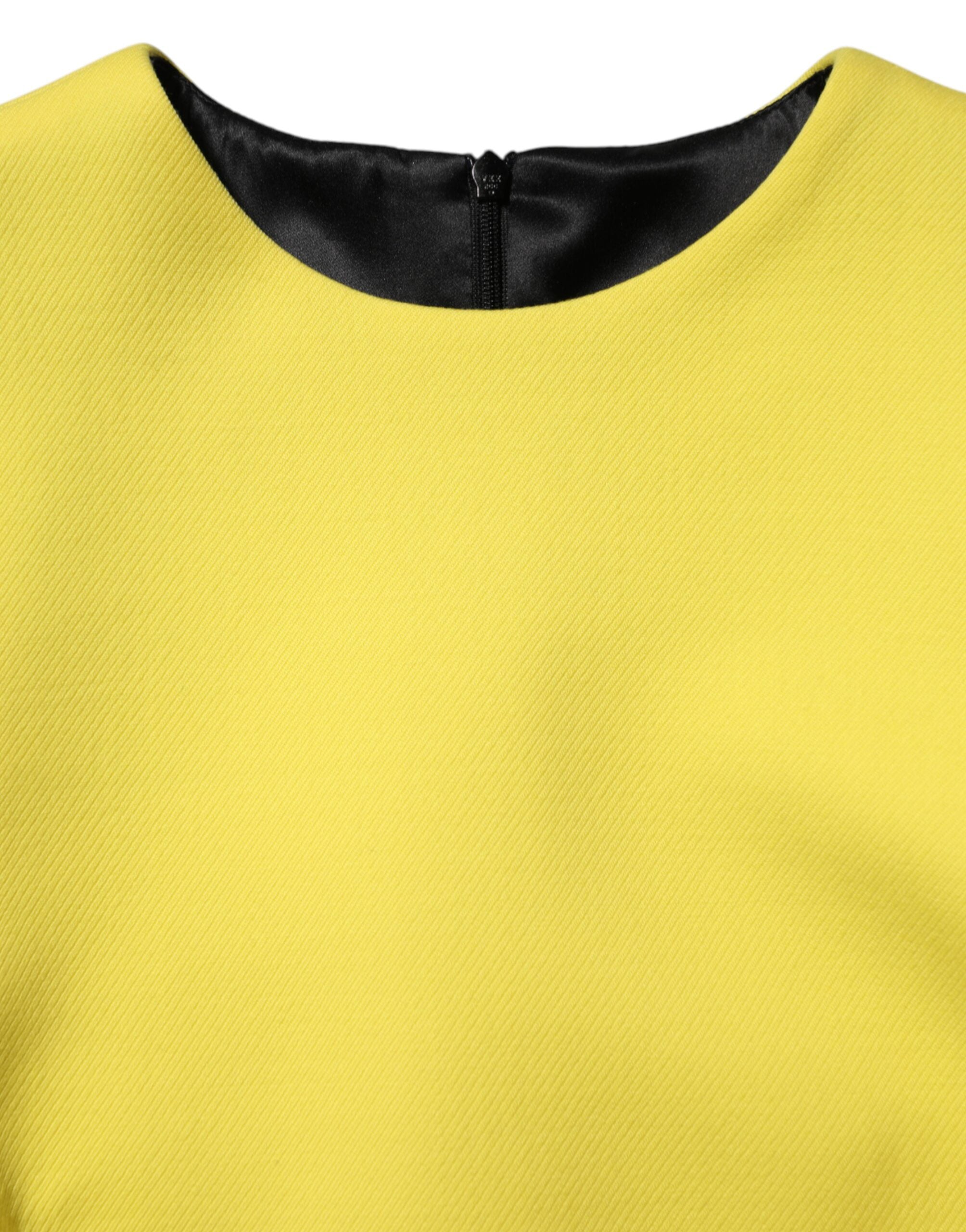 Dolce & Gabbana Gelbes Minikleid mit langen Ärmeln aus Viskoseacetat-7