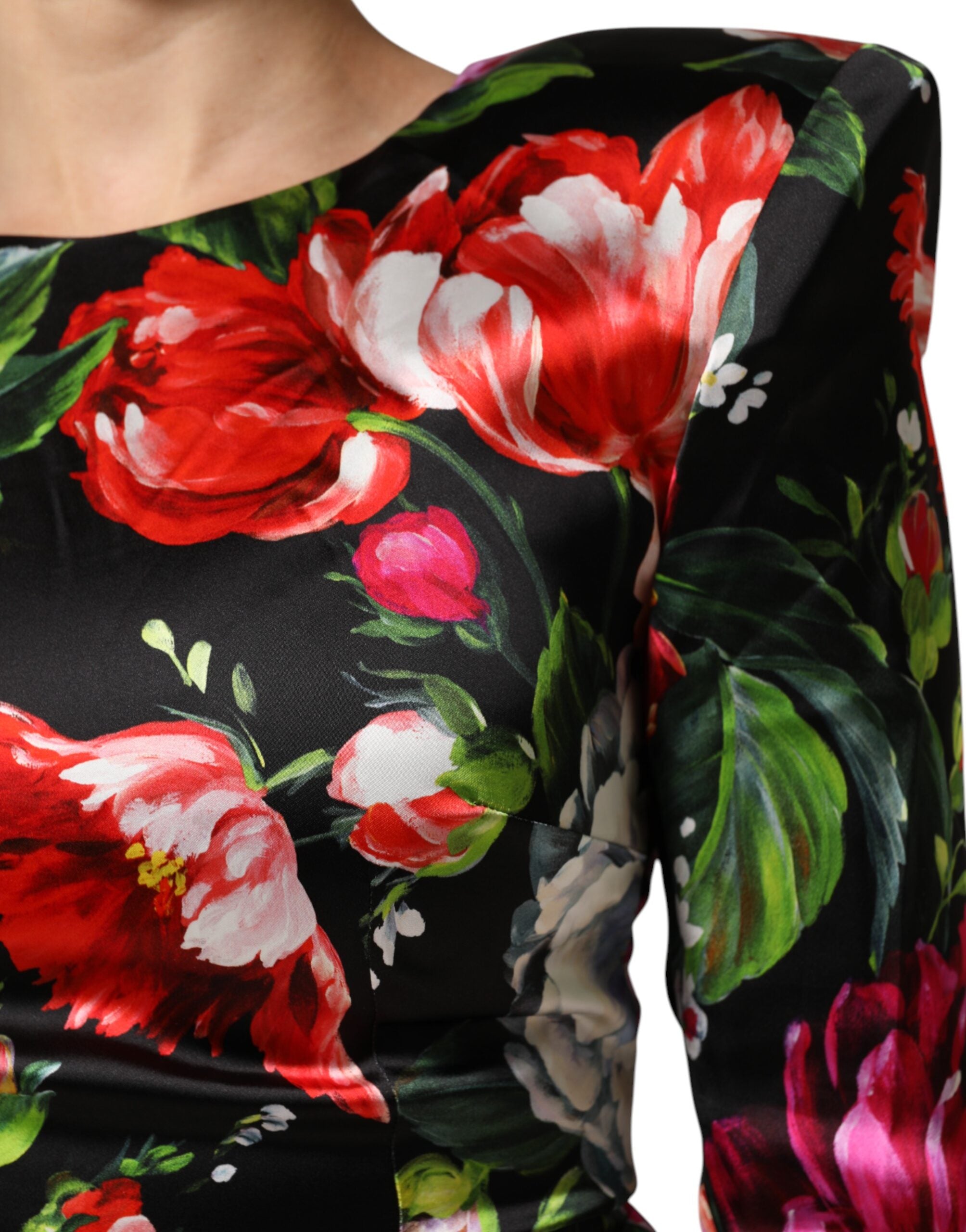 Dolce & Gabbana Schwarzes geblümtes Fiori Pittorici Mini-Bodycon-Kleid-6