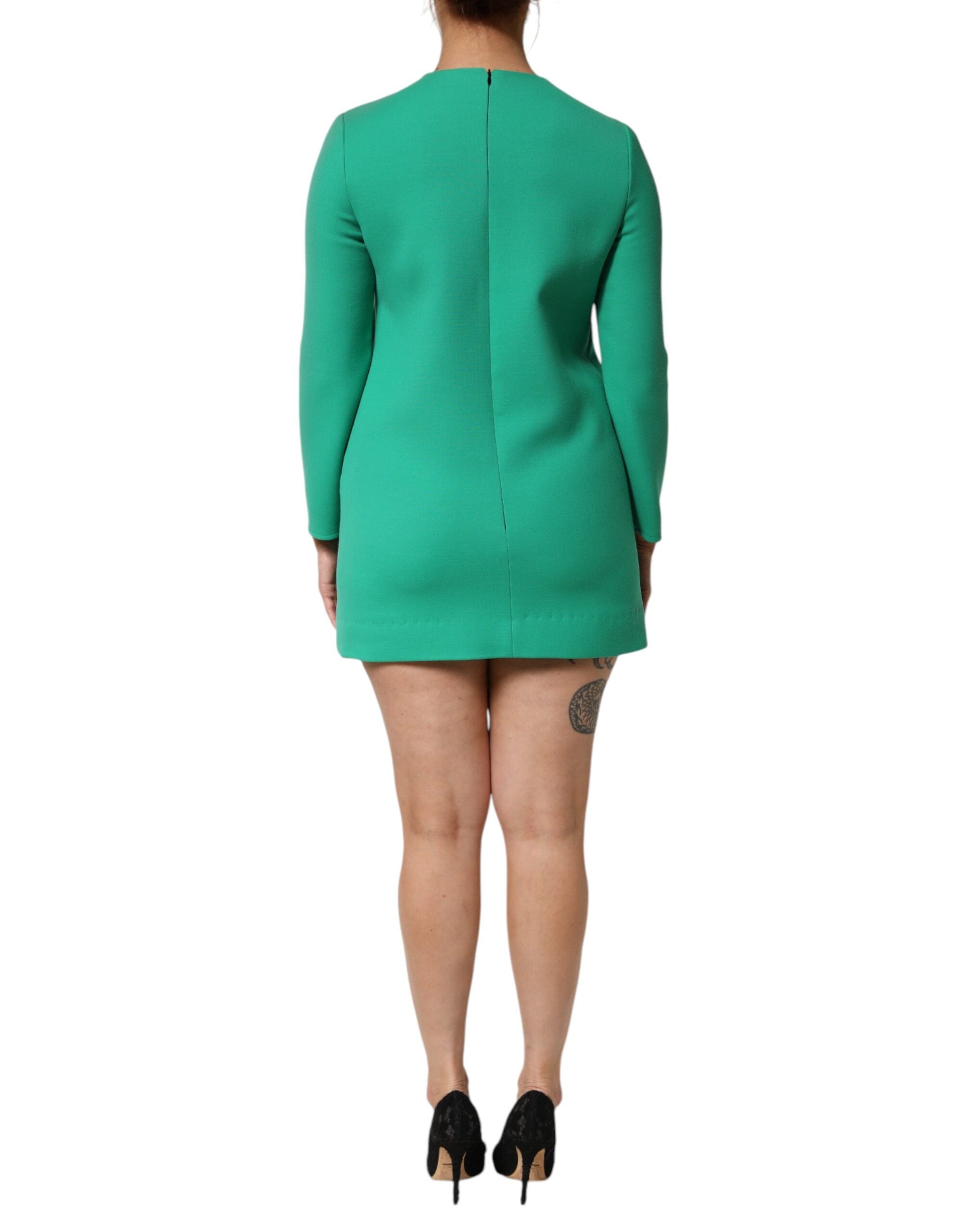 Dolce & Gabbana green long-sleeved mini dress in viscose acetate-4