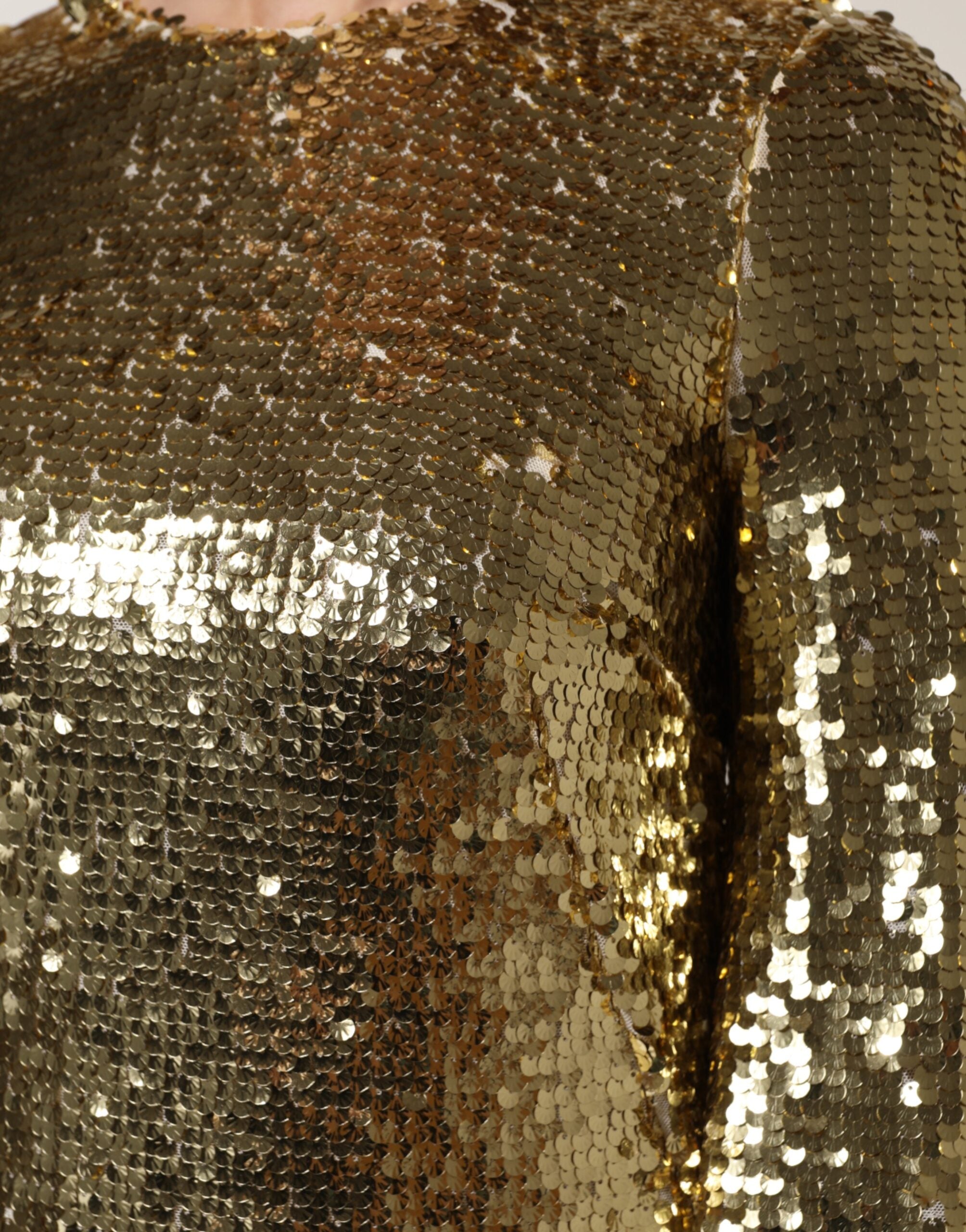Dolce & Gabbana long sleeve mini dress with gold sequins-6