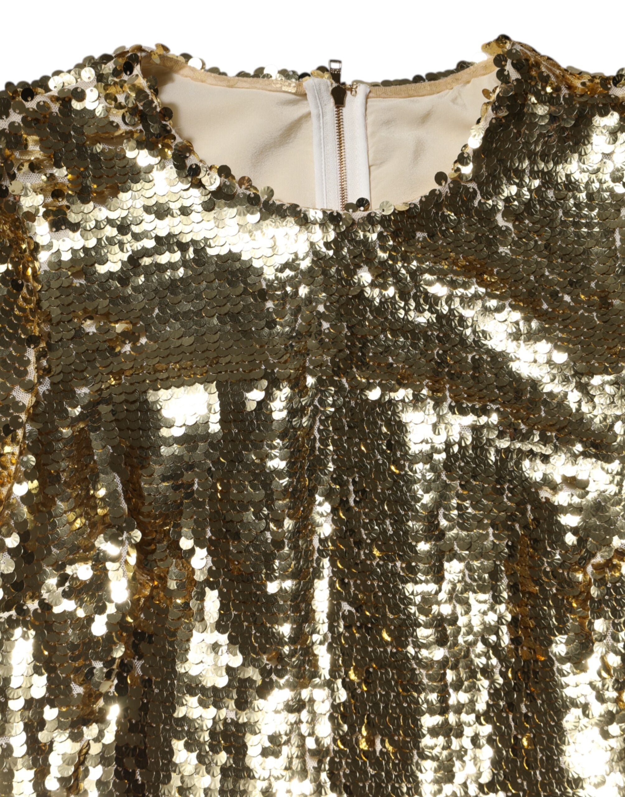 Dolce & Gabbana long sleeve mini dress with gold sequins-7