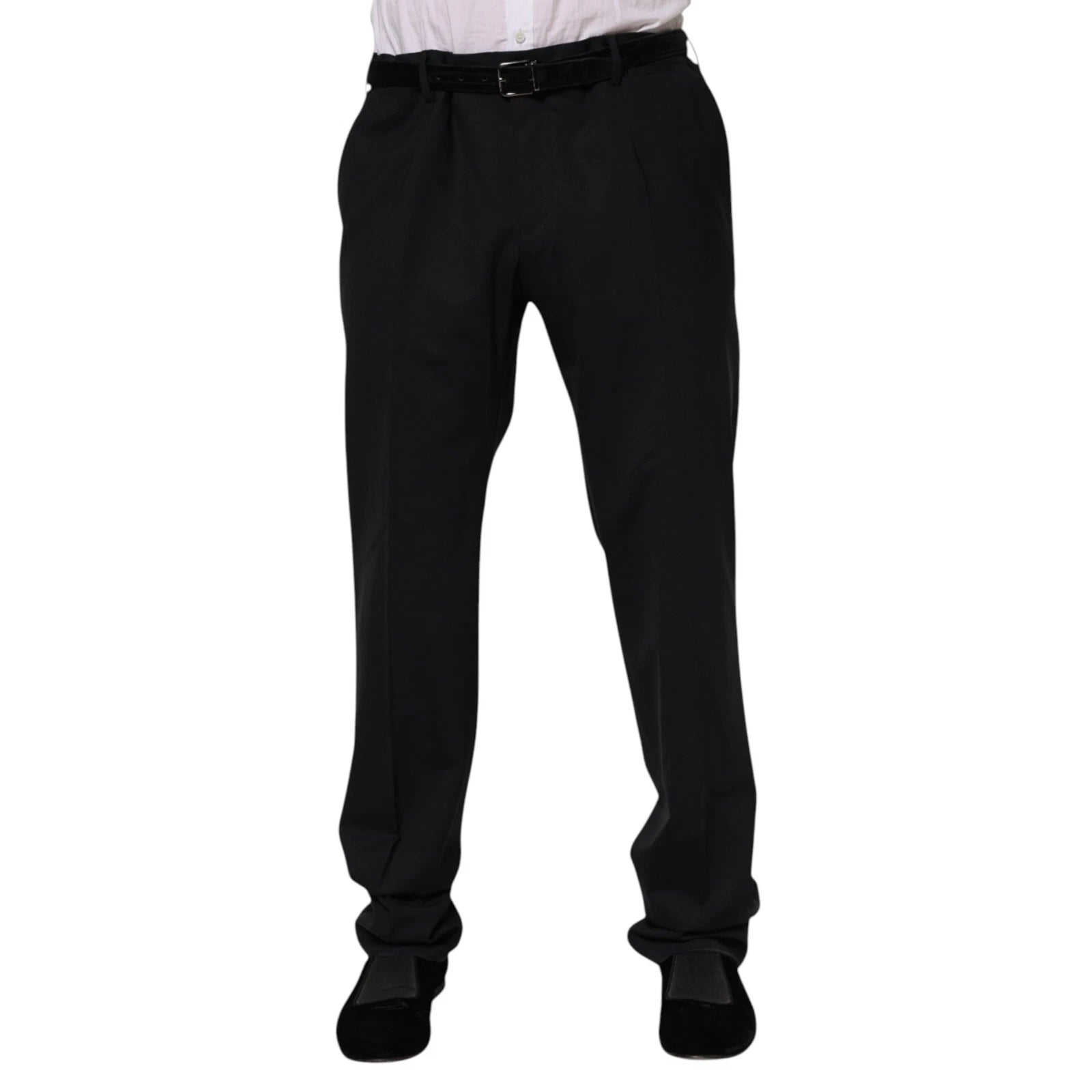 Dolce & Gabbana Black Wool Formal Dress Men's Trousers Pants-2