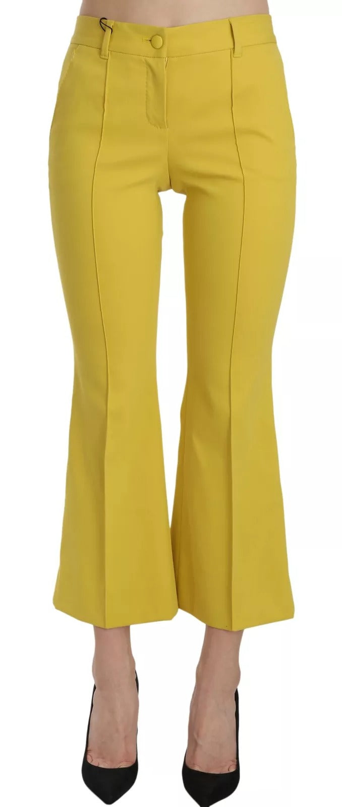 Dolce & Gabbana Gelbe ausgestellte Bootcut-Caprihose aus Baumwolle-1