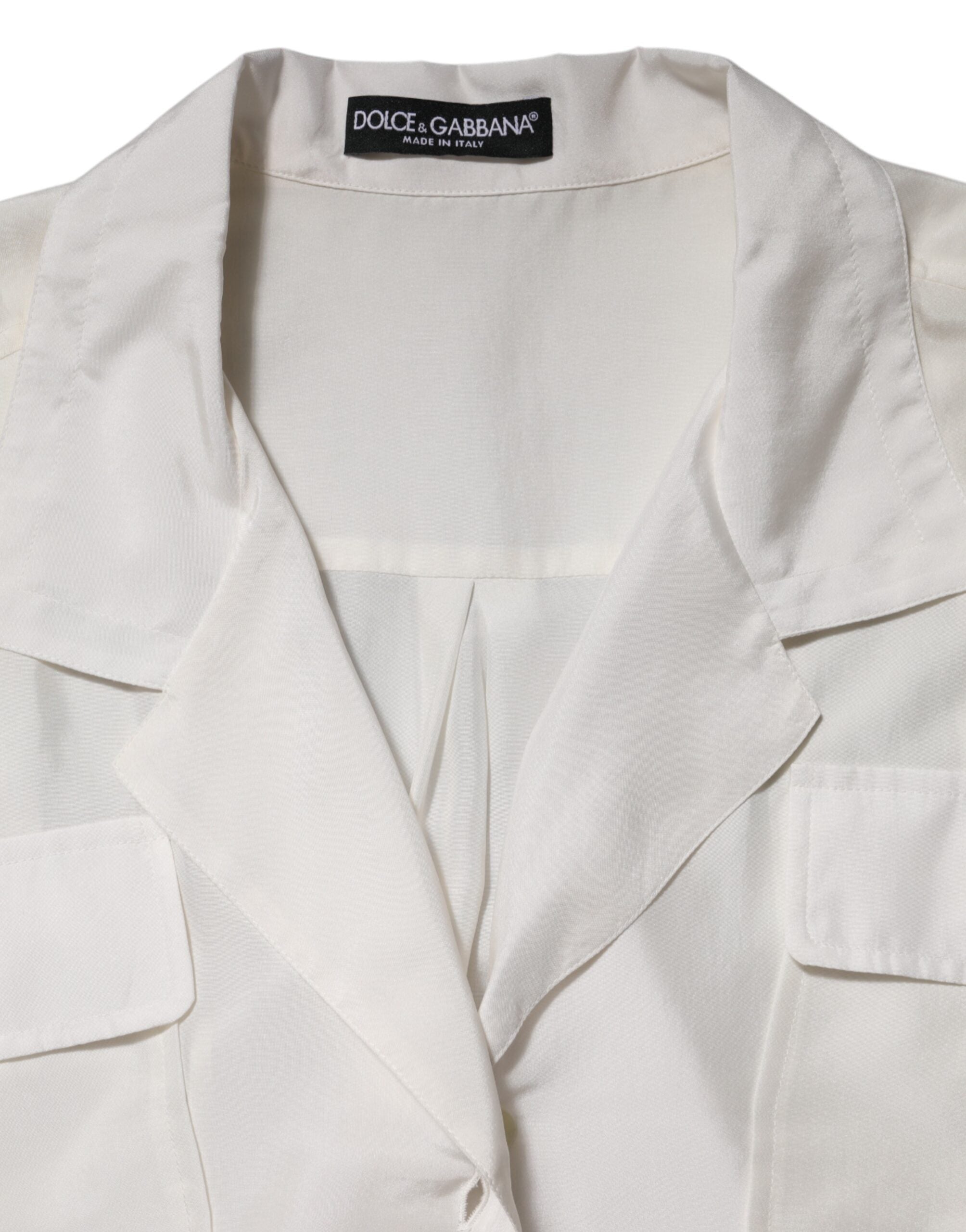 Dolce & Gabbana White 3/4 Sleeve Silk Blouse Top-6