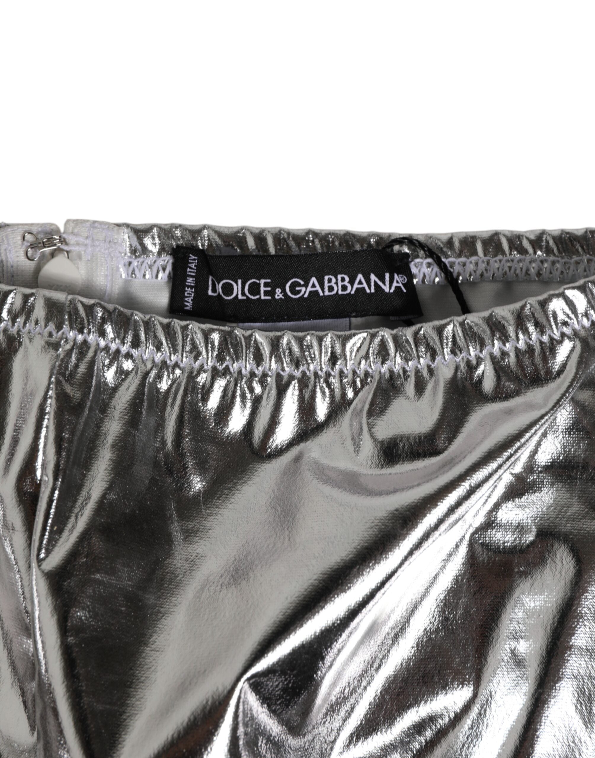 Dolce & Gabbana Silver Metallic High Waist Bikini Bottom Women's Underwear-3