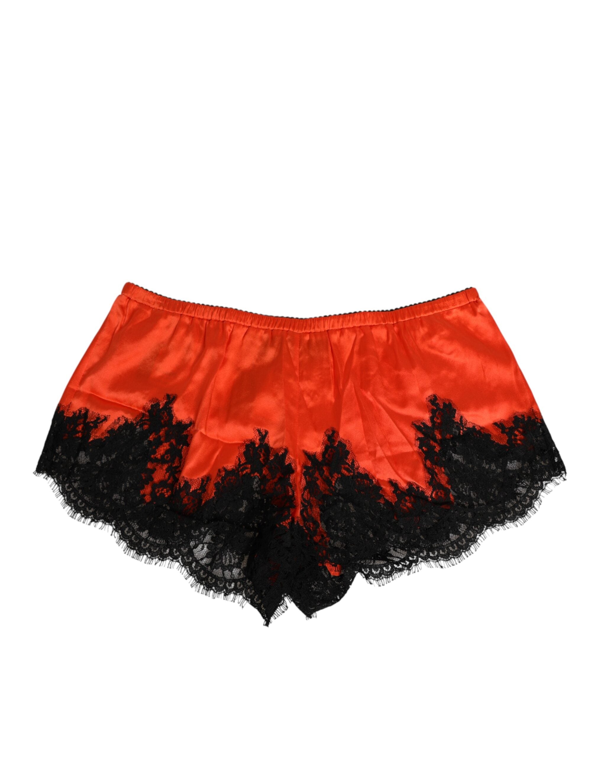 Pantalones cortos de encaje de satén de seda rojo de Dolce & Gabbana-1