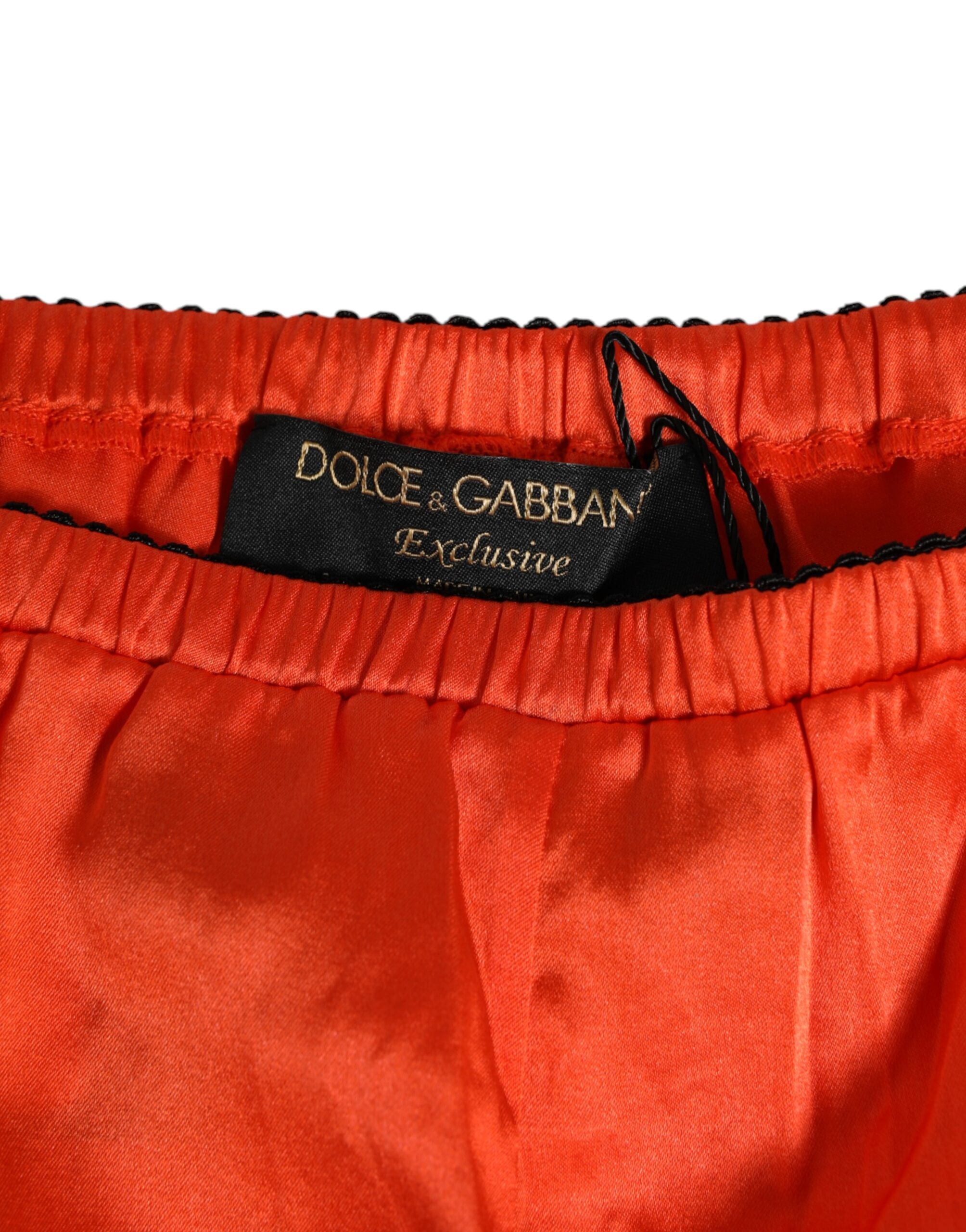 Pantalones cortos de encaje de satén de seda rojo de Dolce & Gabbana-4
