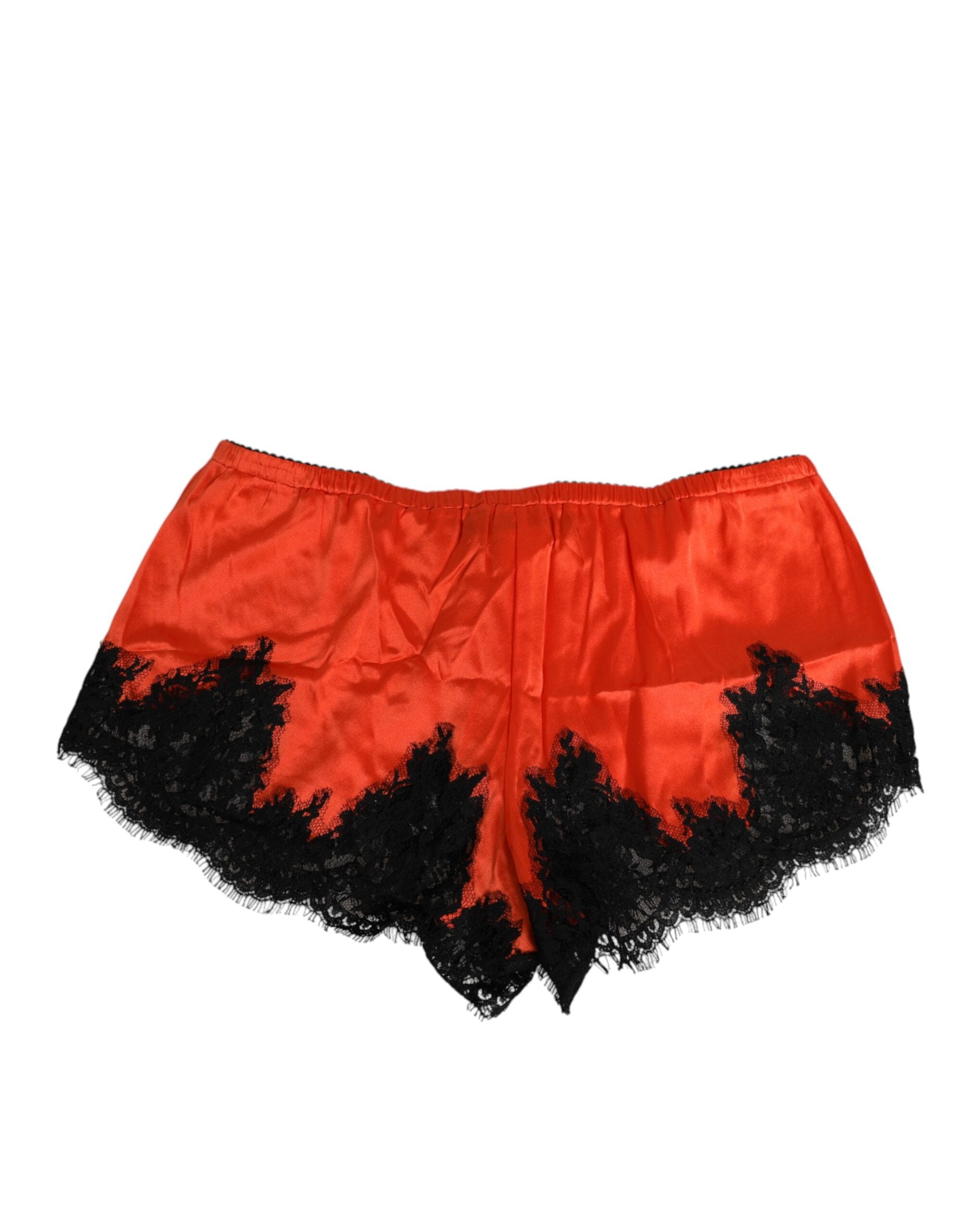 Pantalones cortos de encaje de satén de seda rojo de Dolce & Gabbana-5