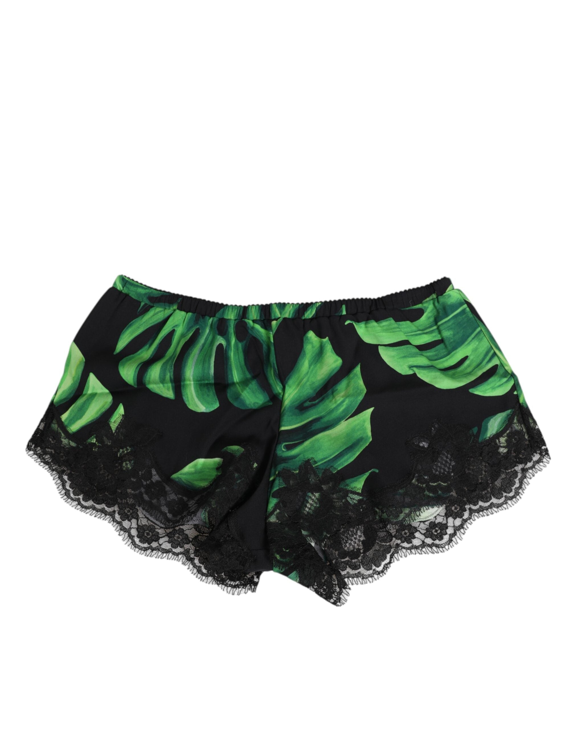 Dolce & Gabbana Schwarz Grün Tropical Print Lace Unterwäsche-1