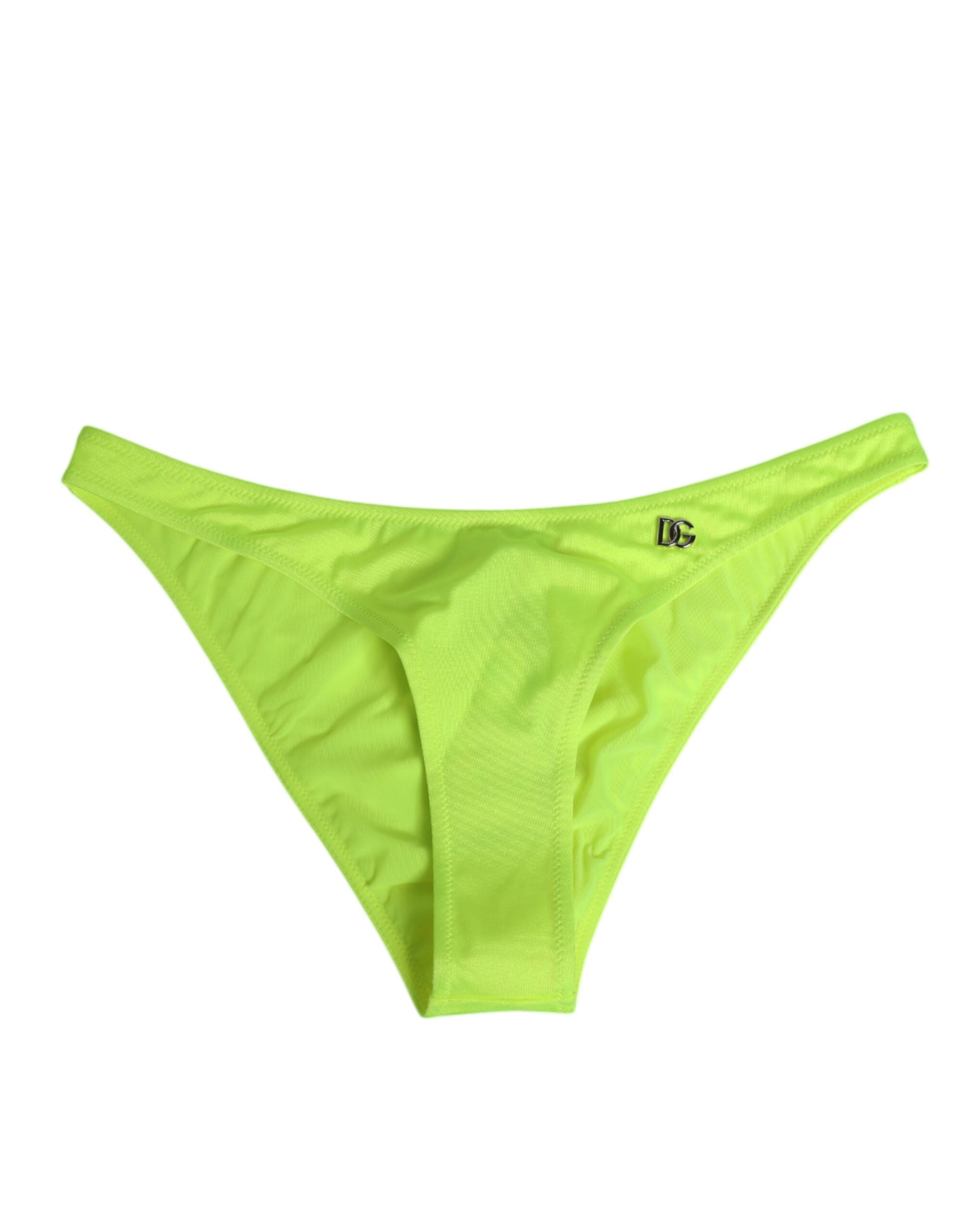 Dolce & Gabbana Neon Green DG Logo Swim Briefs Women's Underwear-1