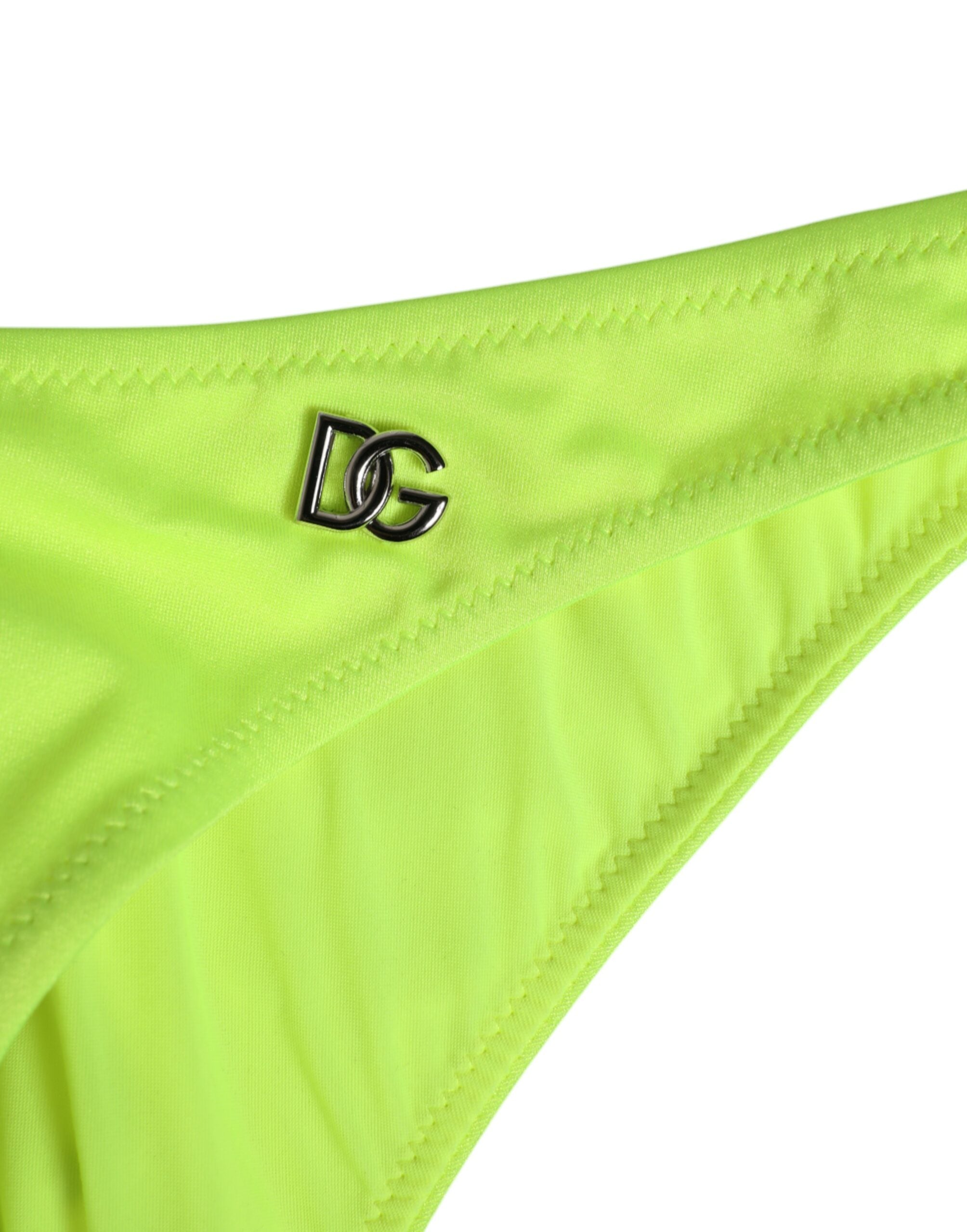 Dolce & Gabbana Neon Green DG Logo Swim Briefs Women's Underwear-3