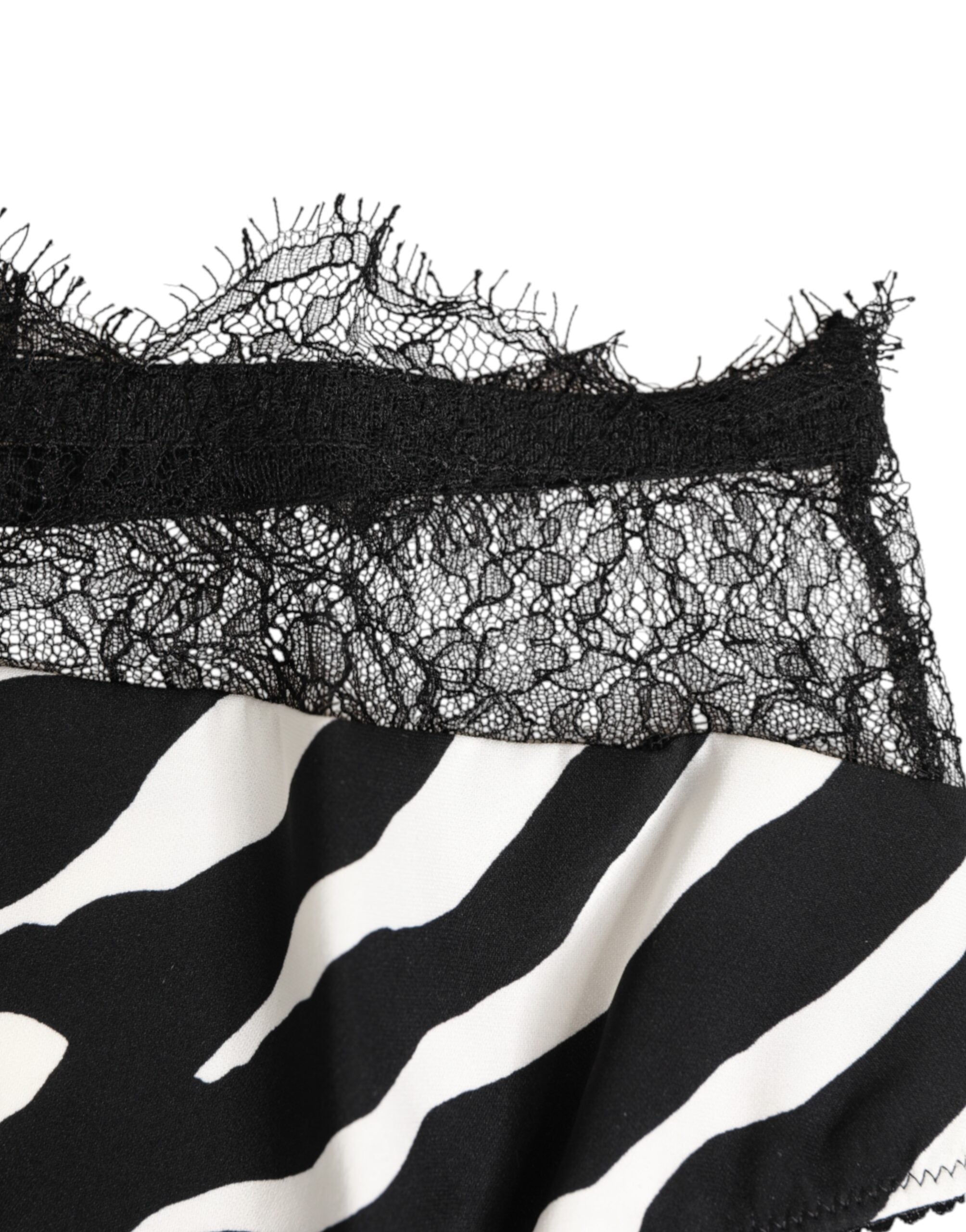Dolce & Gabbana Black White Zebra Print Lace Trim High Underwear-3