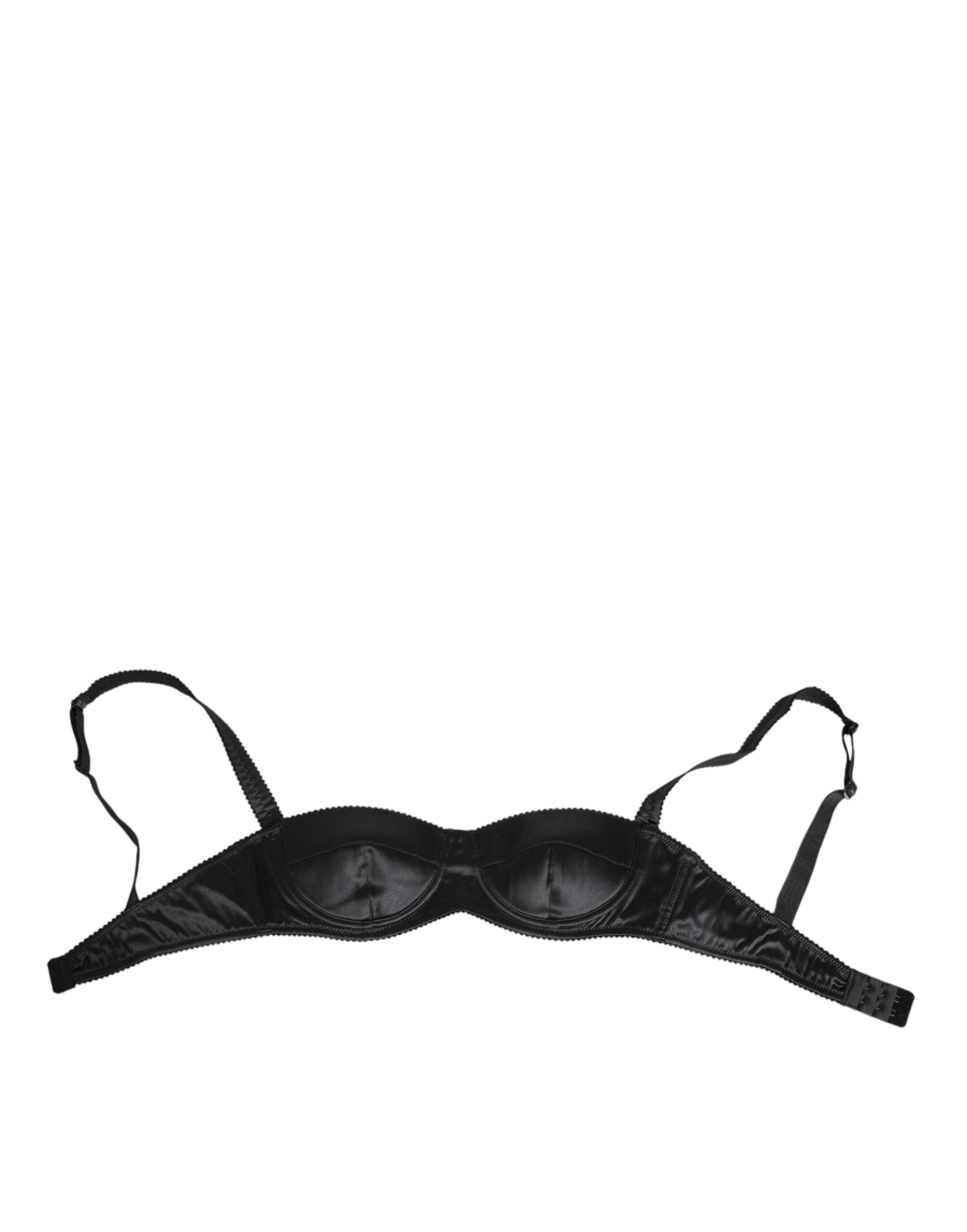 Dolce & Gabbana Schwarzer Seidensatin Kabelloser Dessous-BH Unterwäsche-2