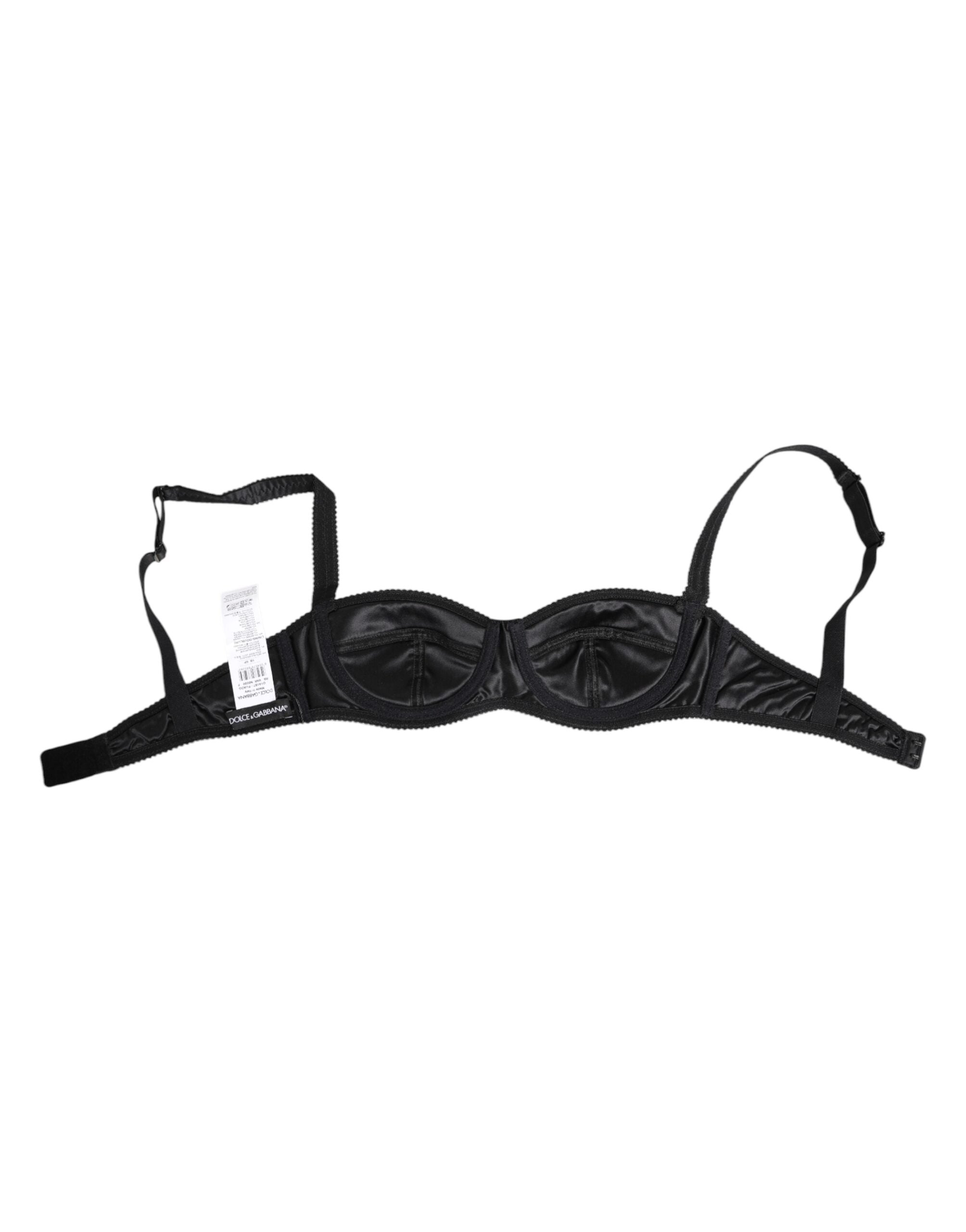 Dolce & Gabbana Schwarzer Seidensatin Kabelloser Dessous-BH Unterwäsche-3