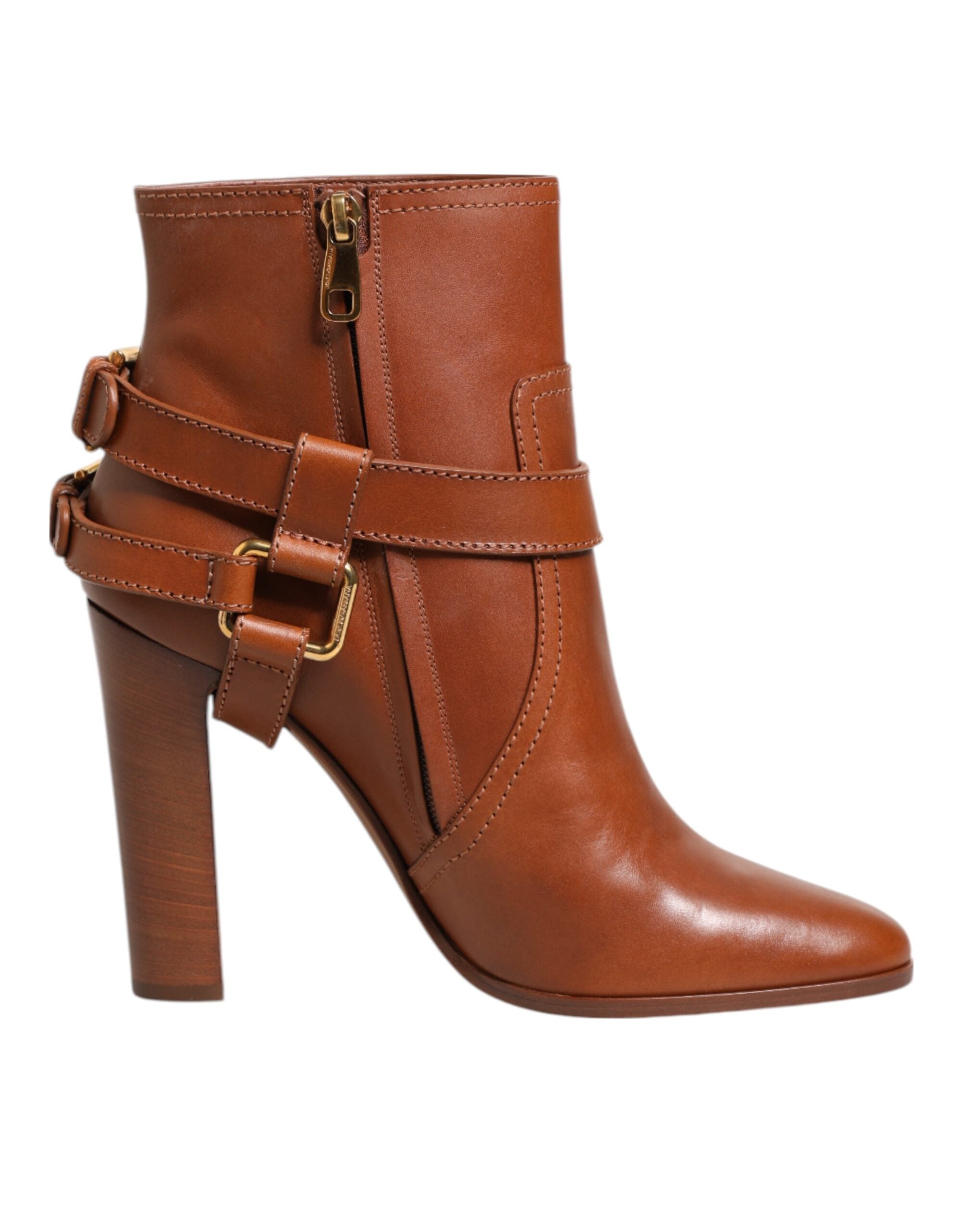 Dolce & Gabbana Braune Leder DG Logo Schnallenstiefel Schuhe-8