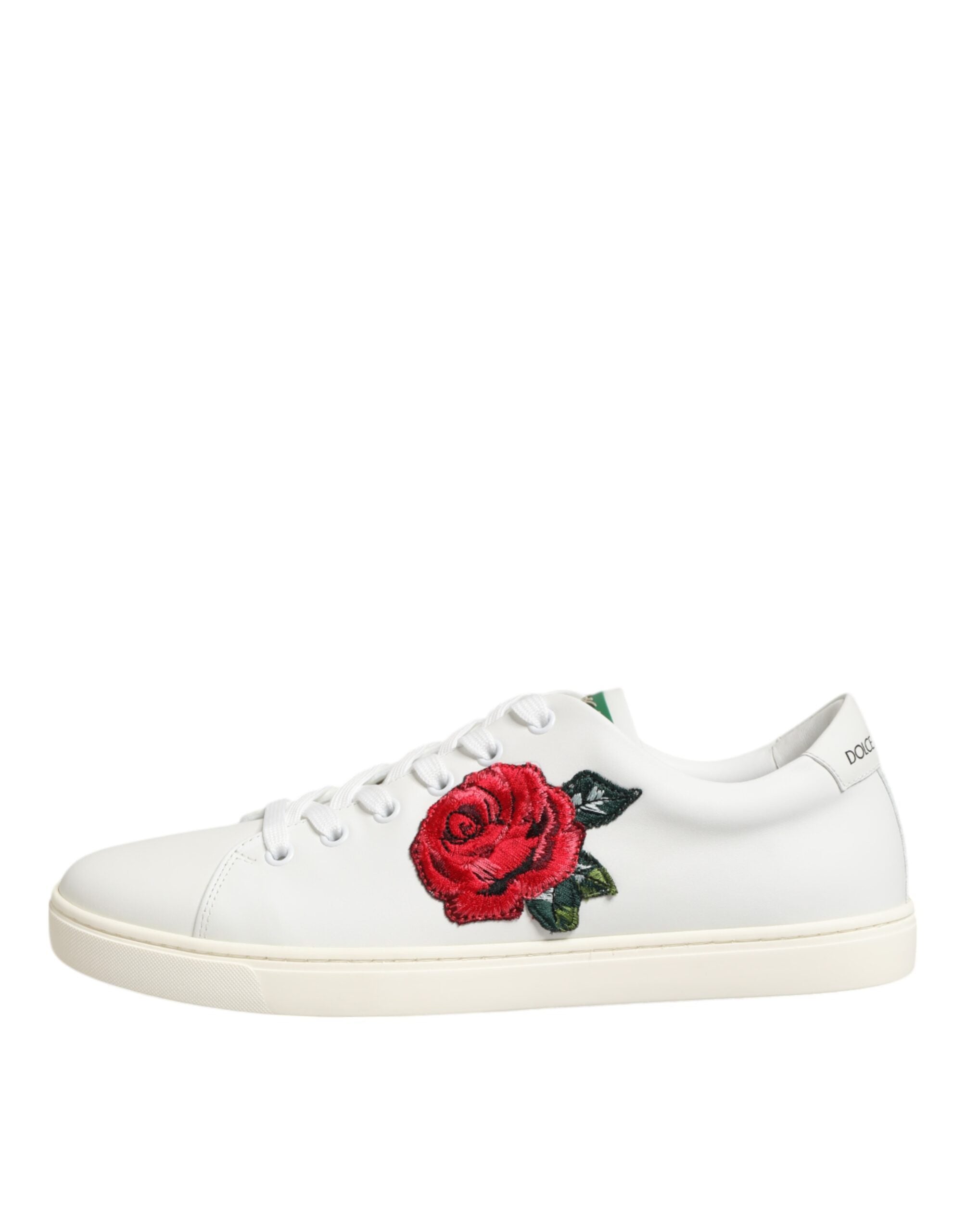 Zapatos bajos Dolce & Gabbana de piel blanca con bordado de rosas-2