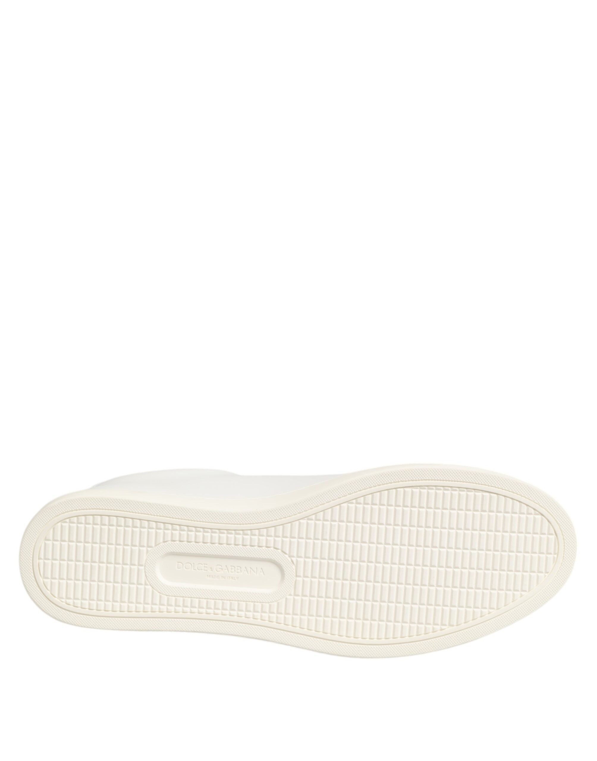 Zapatos bajos Dolce & Gabbana de piel blanca con bordado de rosas-8
