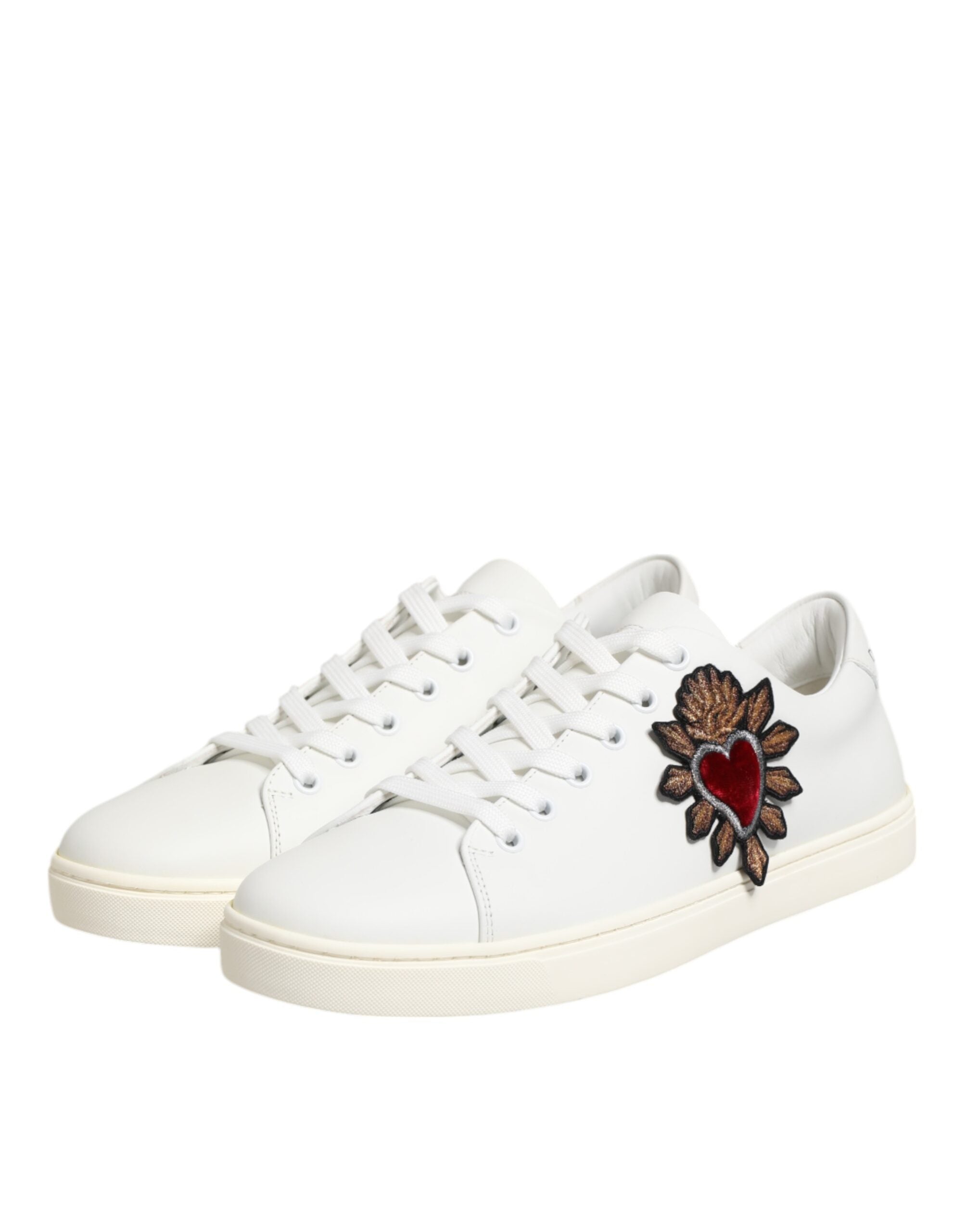 Dolce & Gabbana Weiß Leder Sacre Herz Patch Turnschuhe Schuhe-5