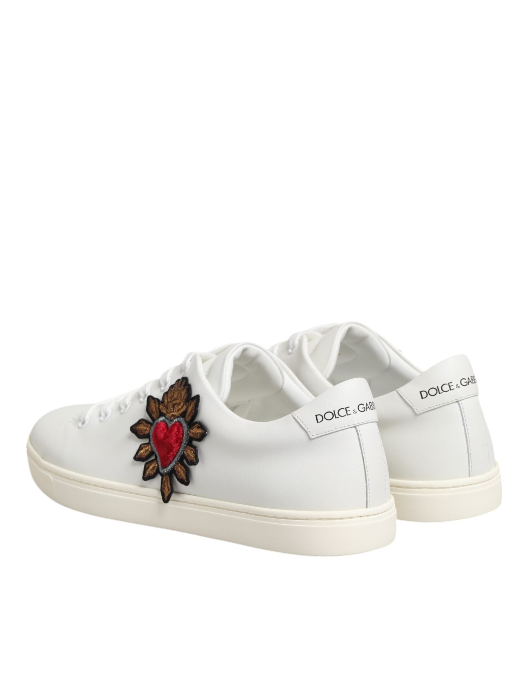 Dolce & Gabbana Weiß Leder Sacre Herz Patch Turnschuhe Schuhe-6