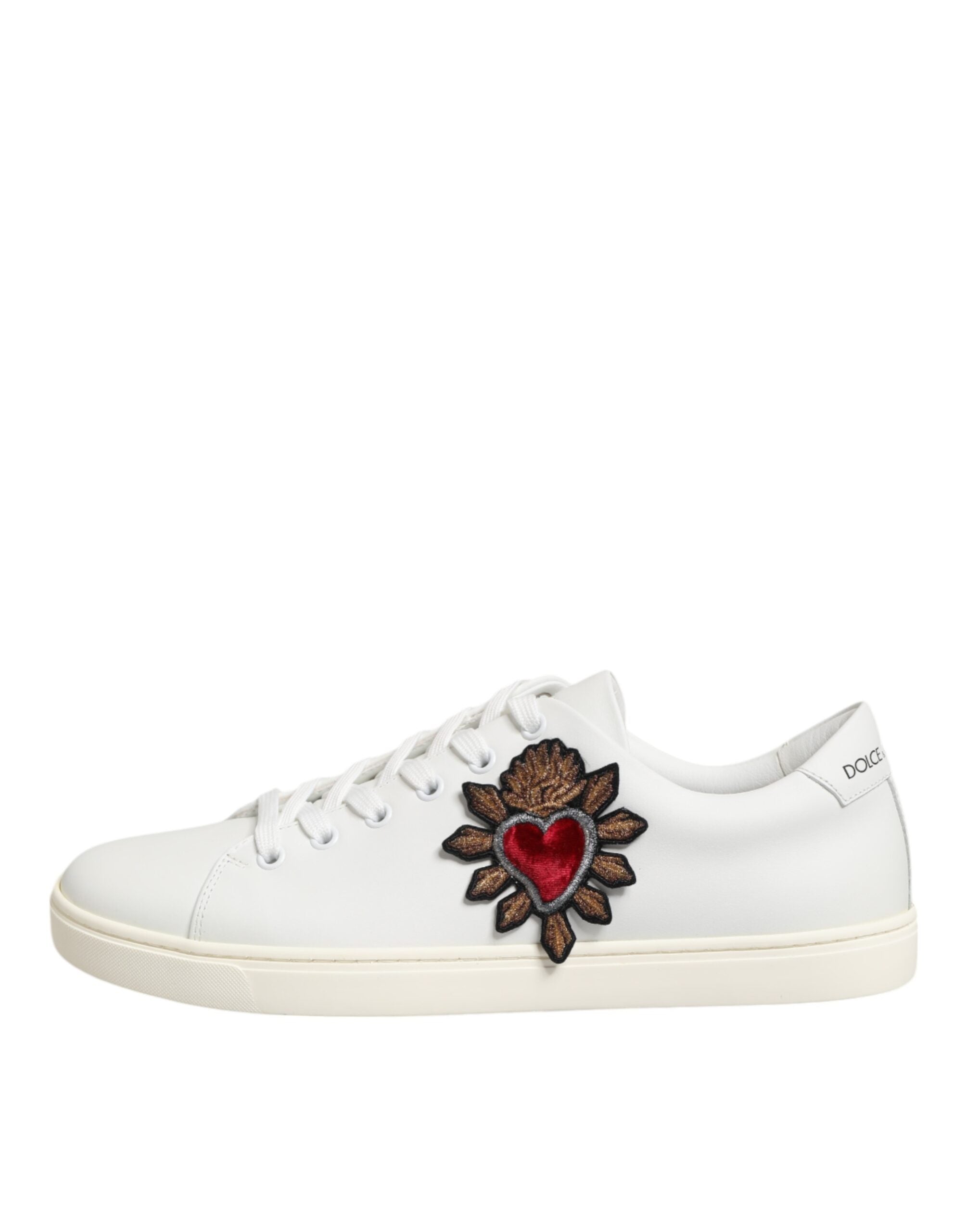 Dolce & Gabbana Weiß Leder Sacre Herz Patch Turnschuhe Schuhe-2