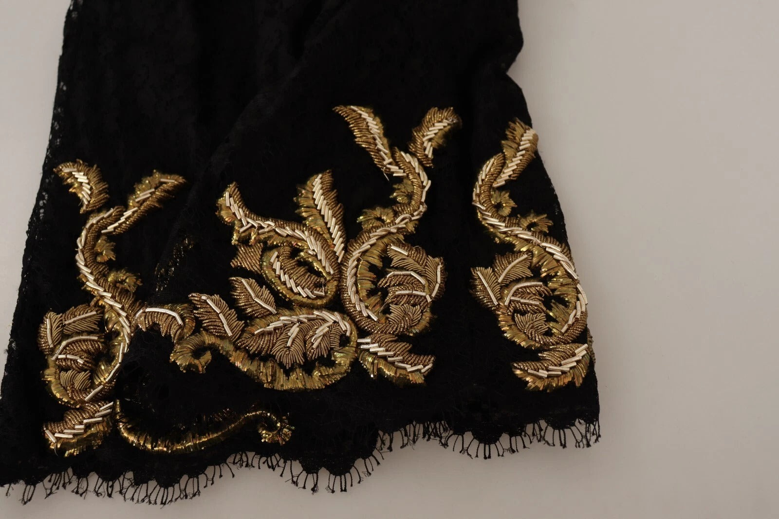 Dolce & Gabbana Black Lace Gold Baroque SPECIAL PIECE Shorts-4