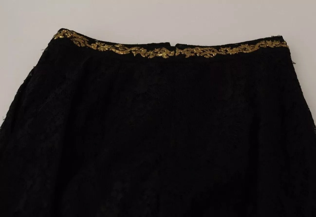 Dolce & Gabbana Black Lace Gold Baroque SPECIAL PIECE Shorts-5