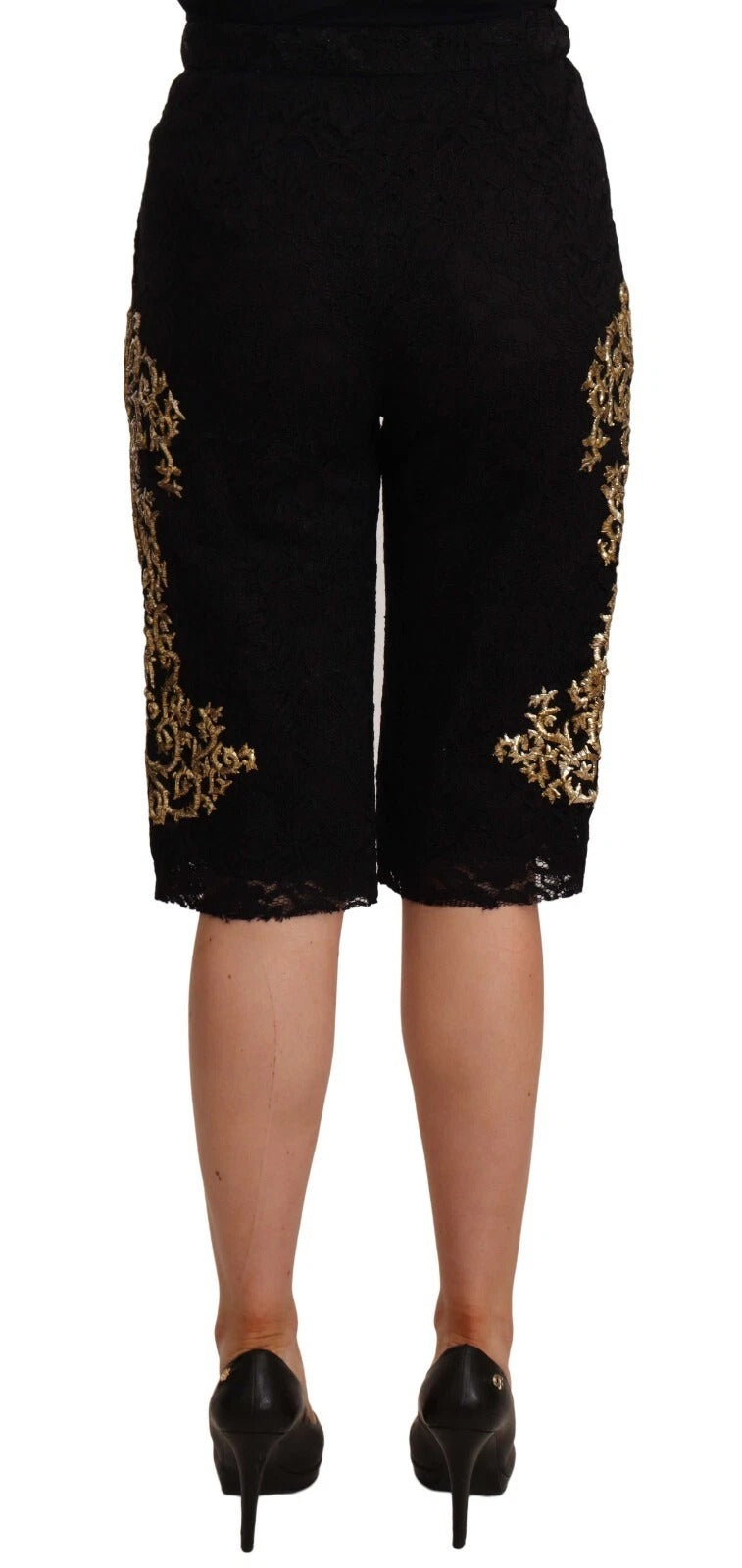 Dolce & Gabbana Black Lace Gold Baroque SPECIAL PIECE Shorts-2