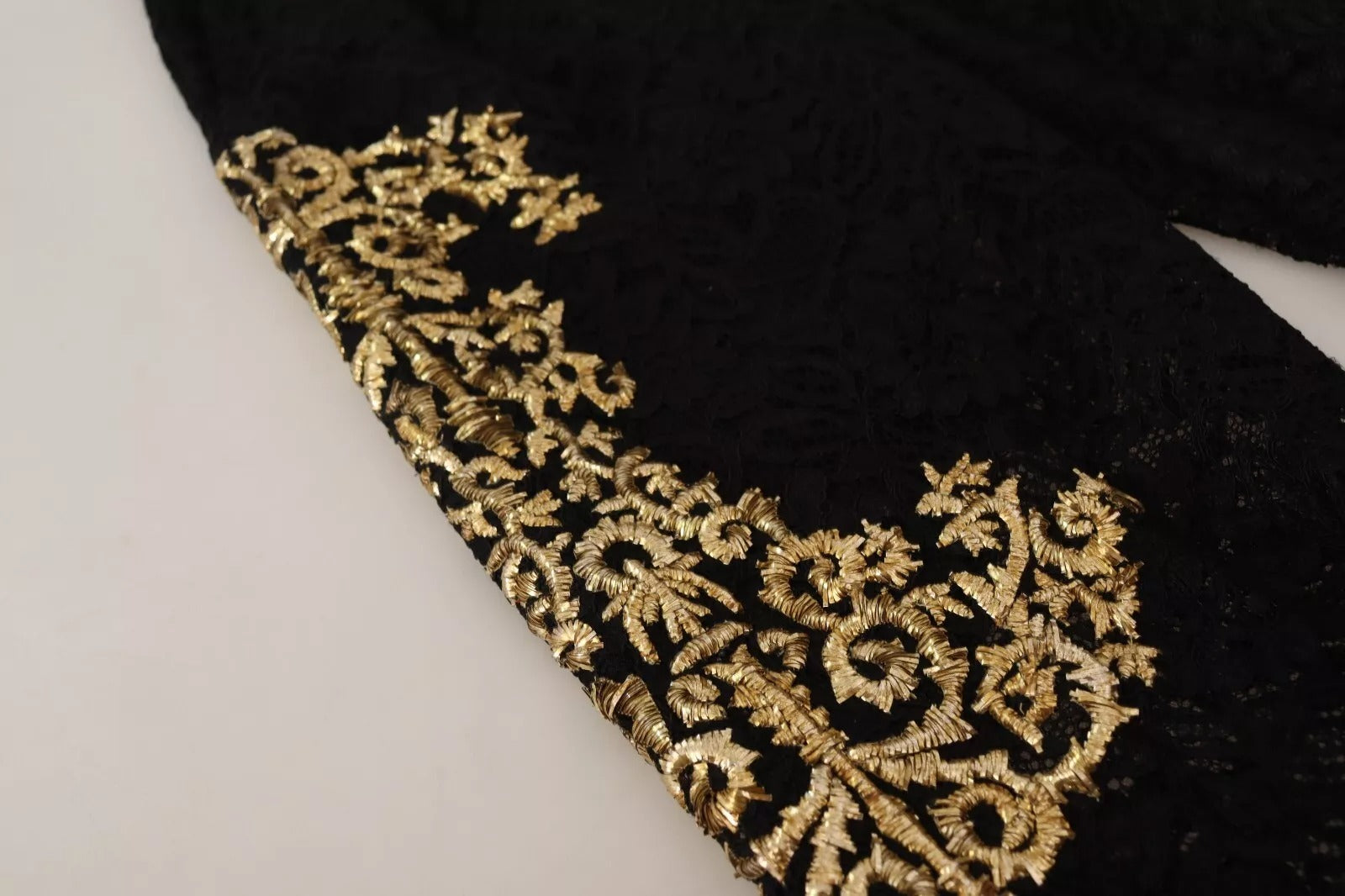 Dolce & Gabbana Black Lace Gold Baroque SPECIAL PIECE Shorts-4