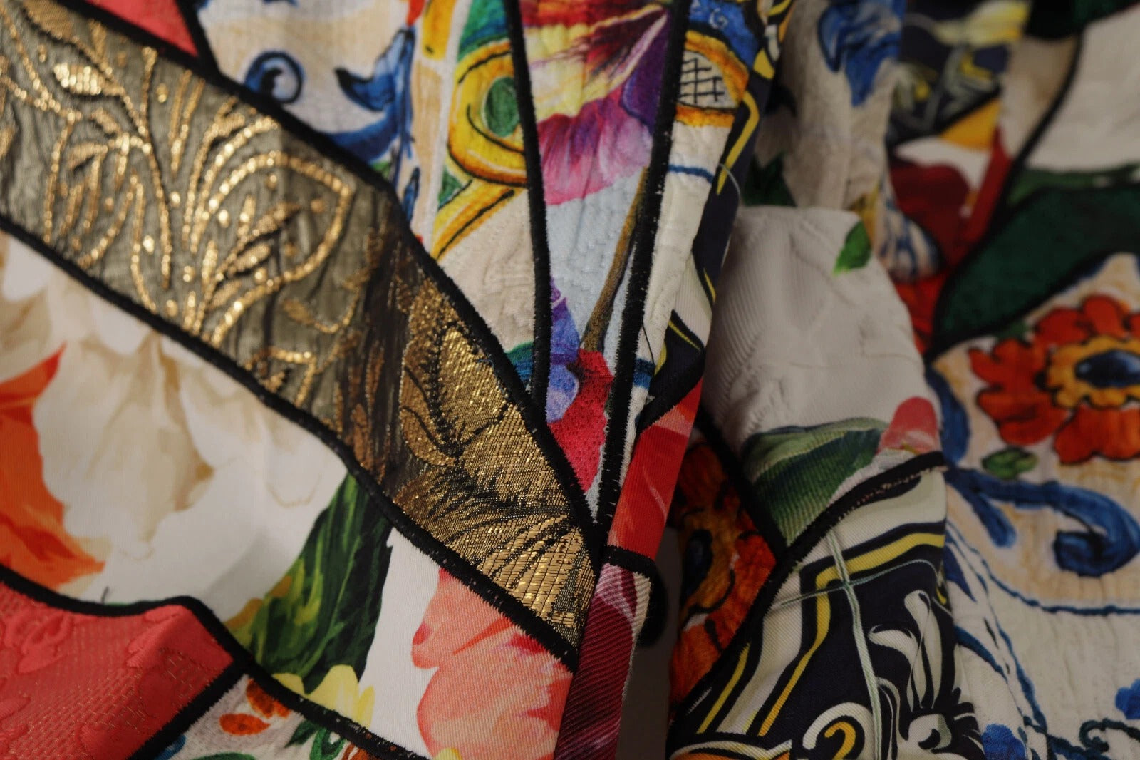 Dolce & Gabbana Multicolor Patchwork Jacquard High-Waisted Trousers-4
