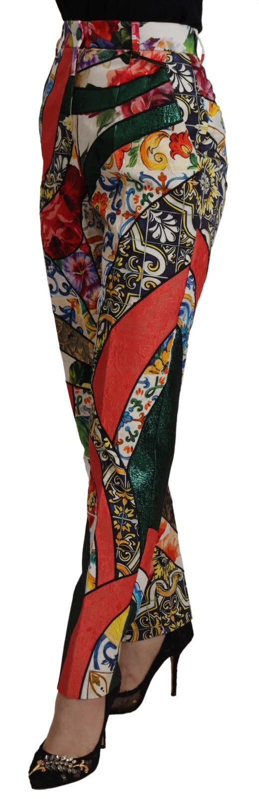 Dolce & Gabbana Multicolor Patchwork Jacquard High-Waisted Trousers-2