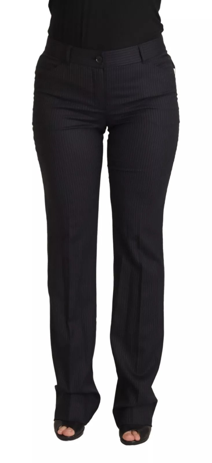 Dolce & Gabbana black striped trousers with a mid-waisted waist
