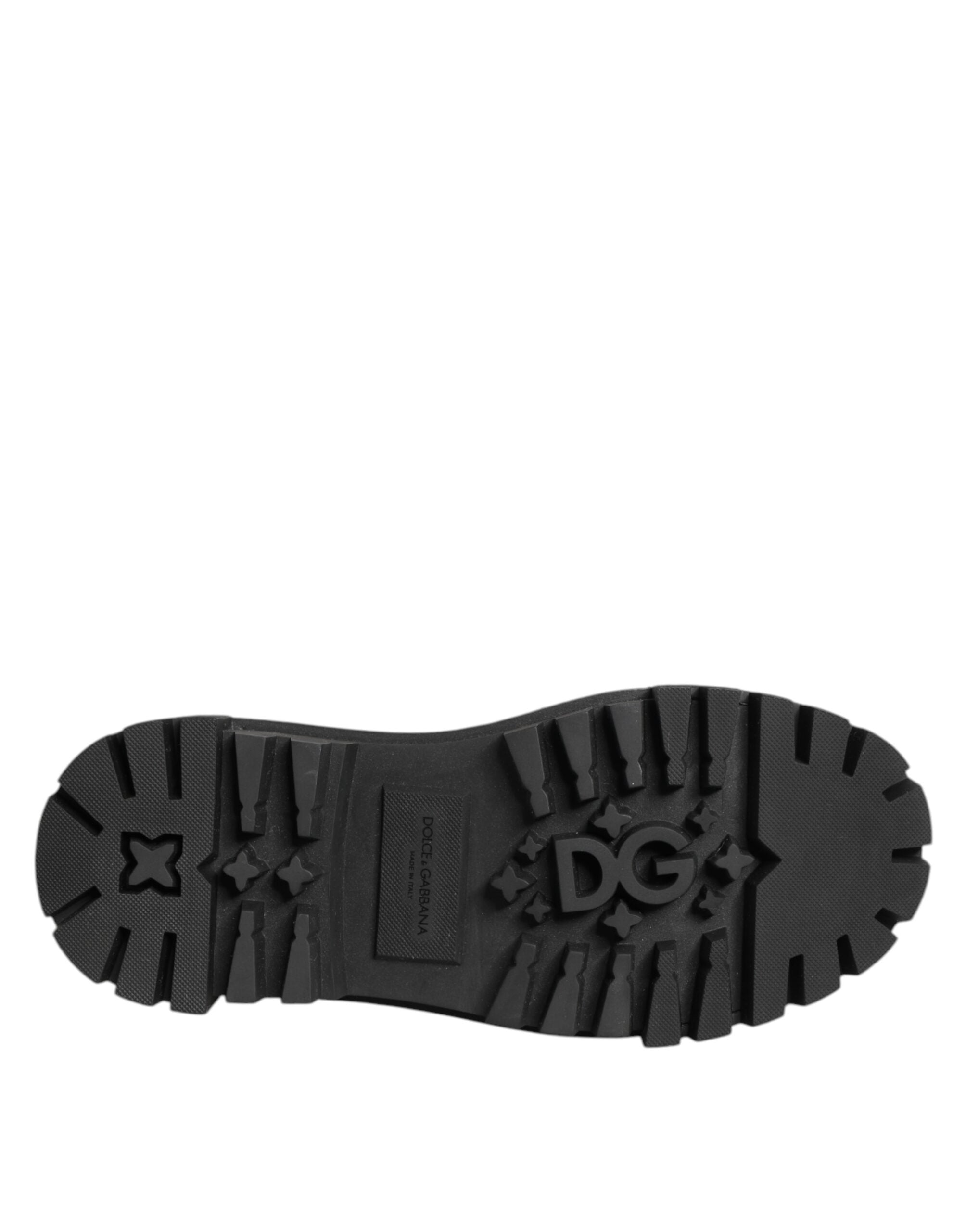 Dolce & Gabbana derby shoes in black leather with jewels and crystals-8