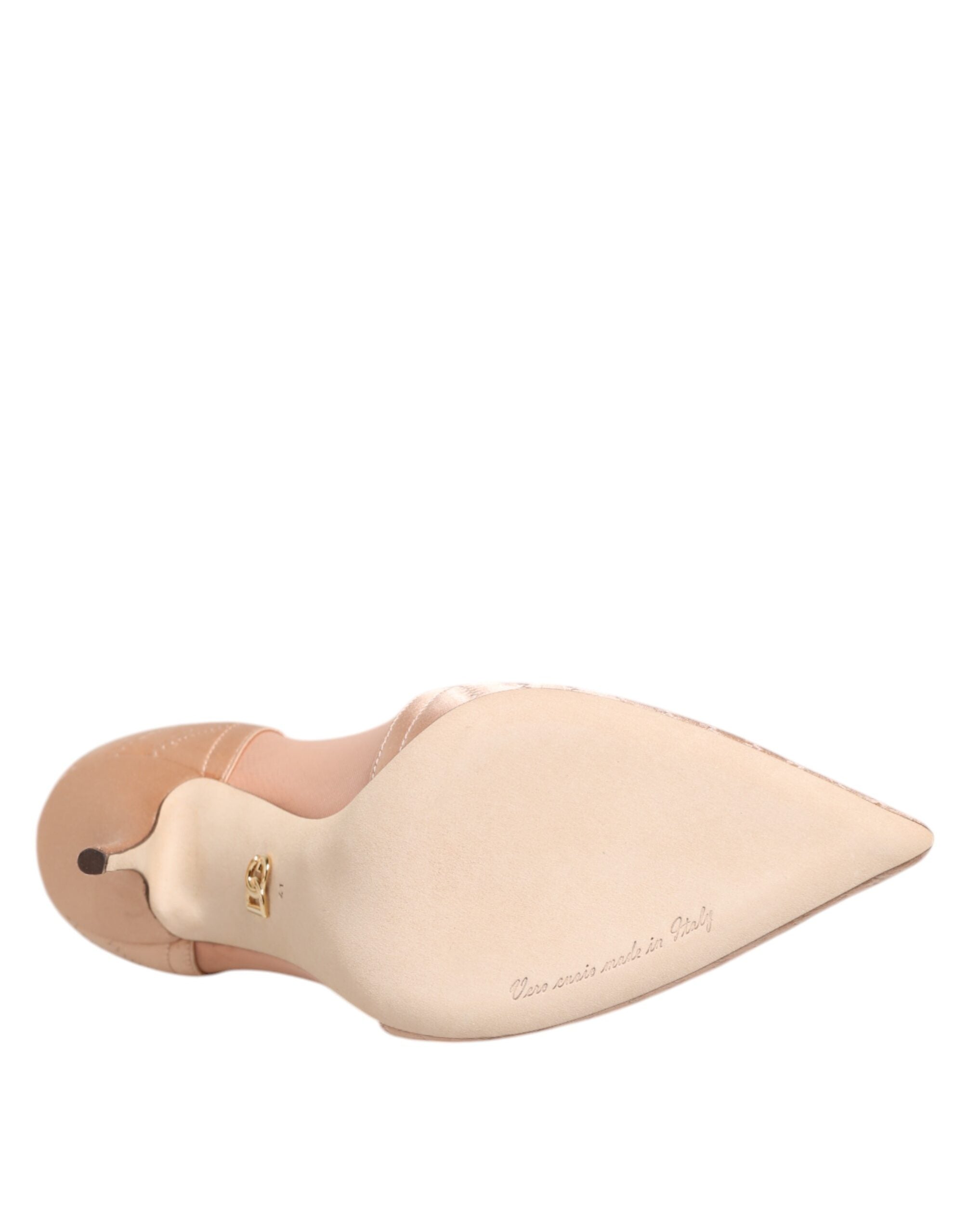 Dolce & Gabbana Cipria Nude Satin Mesh Stiletto Pumps Shoes-8