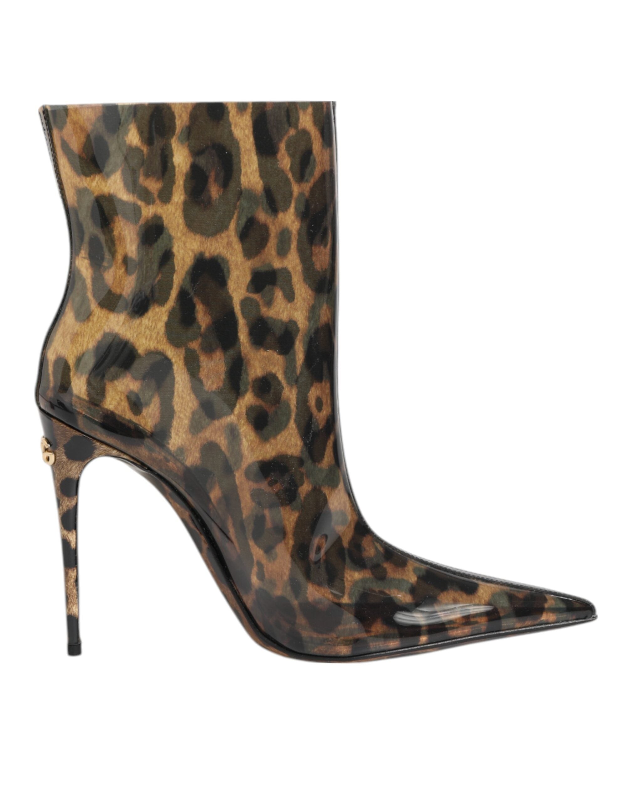 Dolce & Gabbana Leopard Print PVC Stiefel Schuhe mit spitzer Zehe-1
