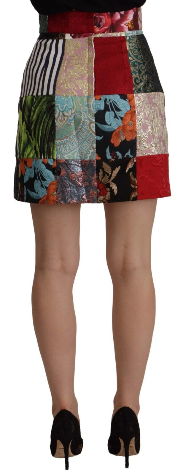 Dolce & Gabbana multicoloured patchwork A-line skirt in polyester-2