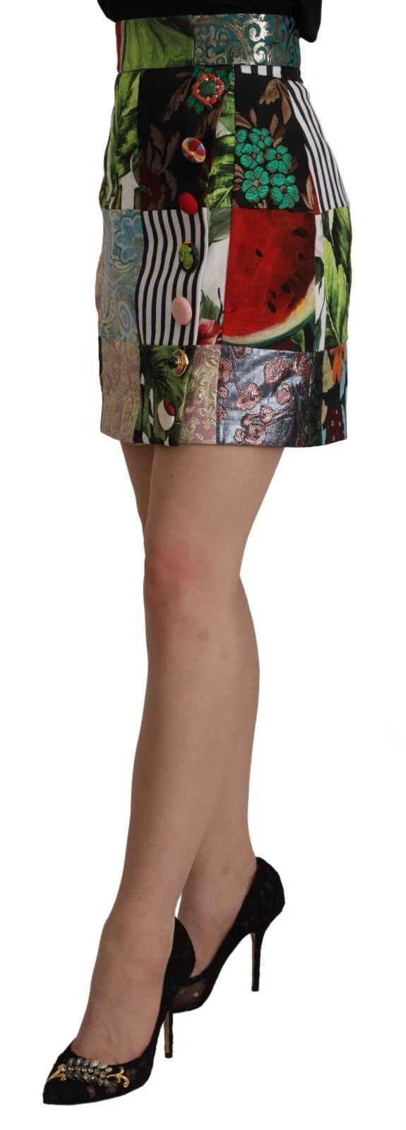 Dolce & Gabbana multicoloured patchwork A-line skirt in polyester-3