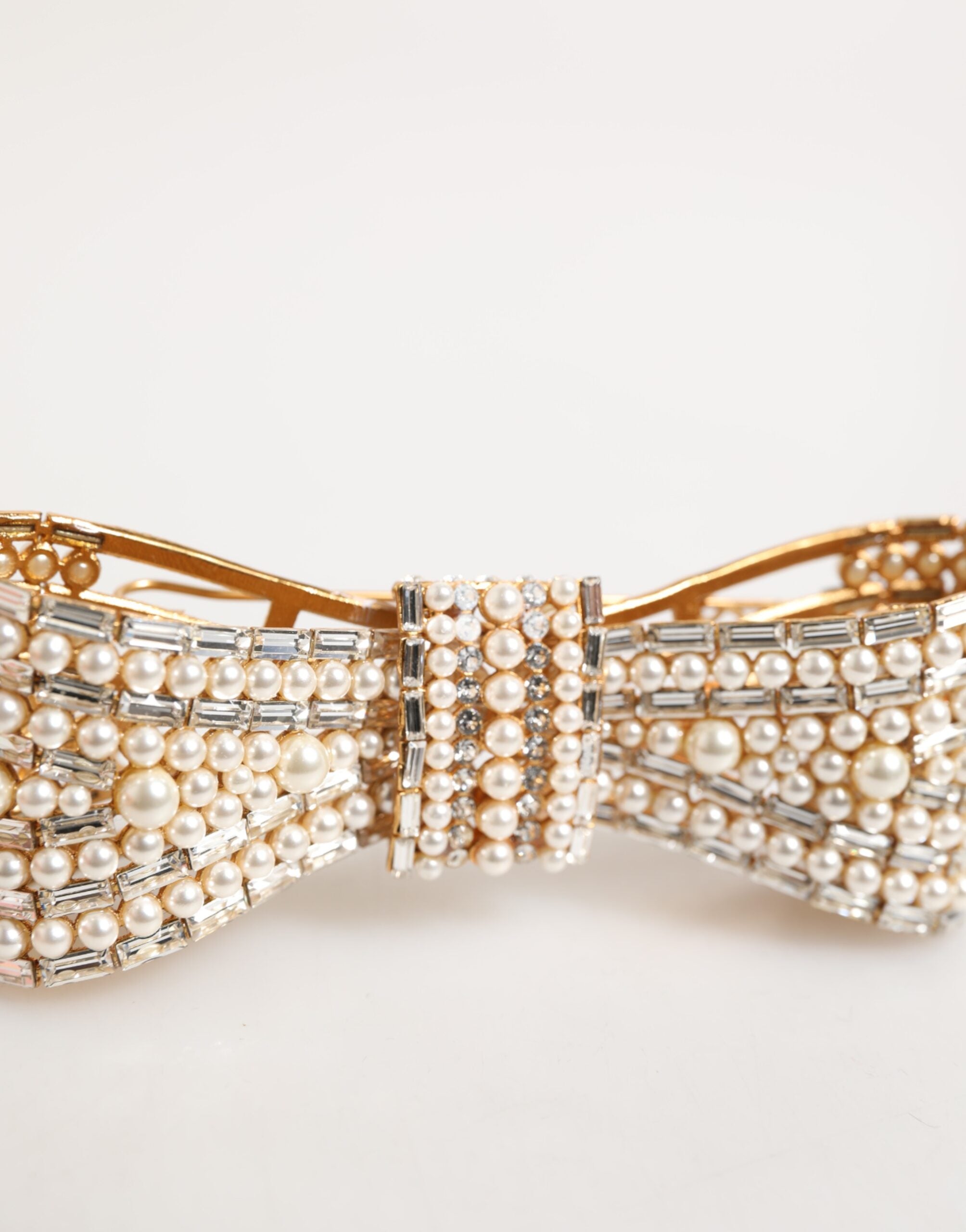 Dolce & Gabbana Gold Brass Glass Crystal Faux Pearl Embellished Brooch-5