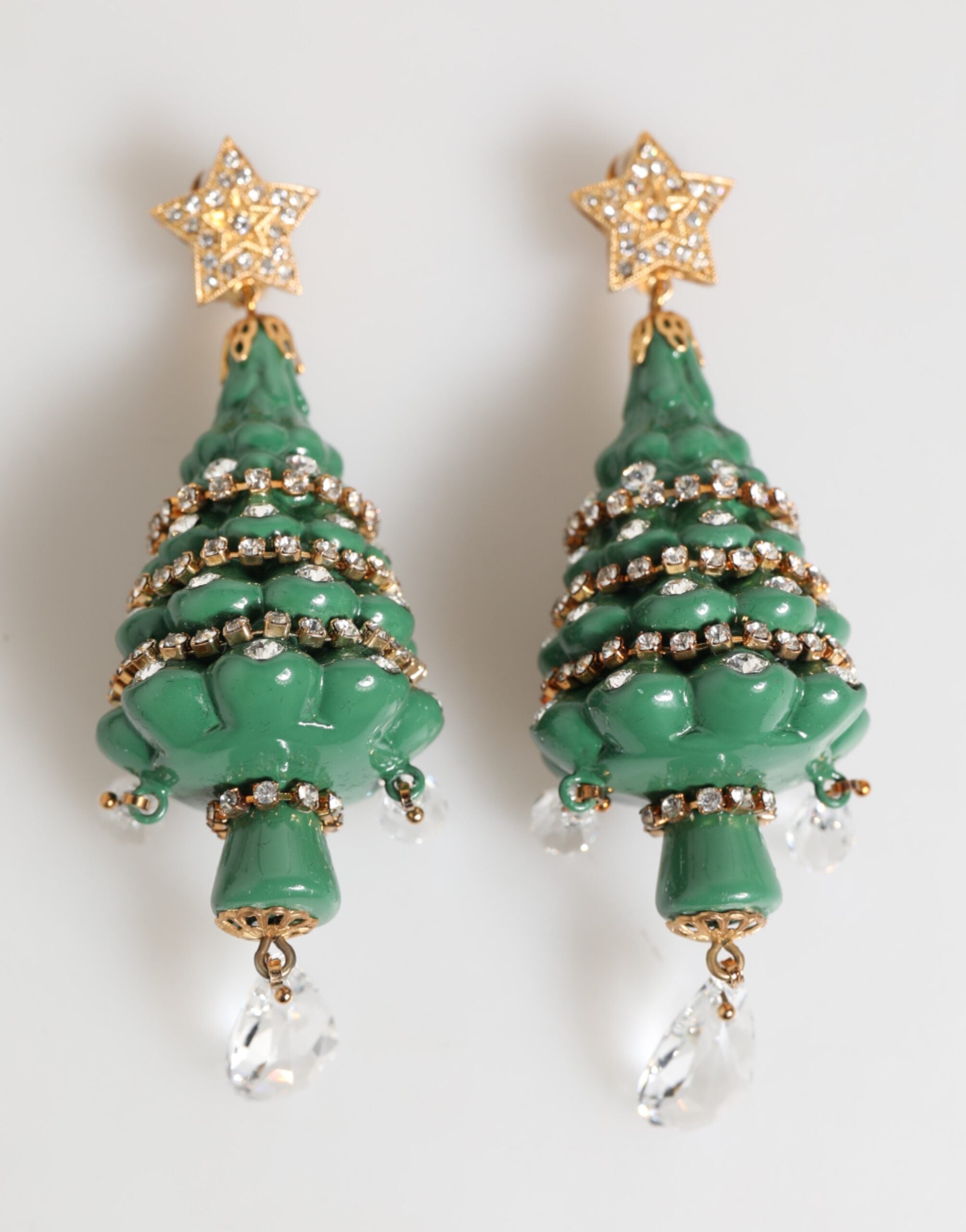 Dolce & Gabbana Gold Brass Multicolor Christmas Tree Earrings-2