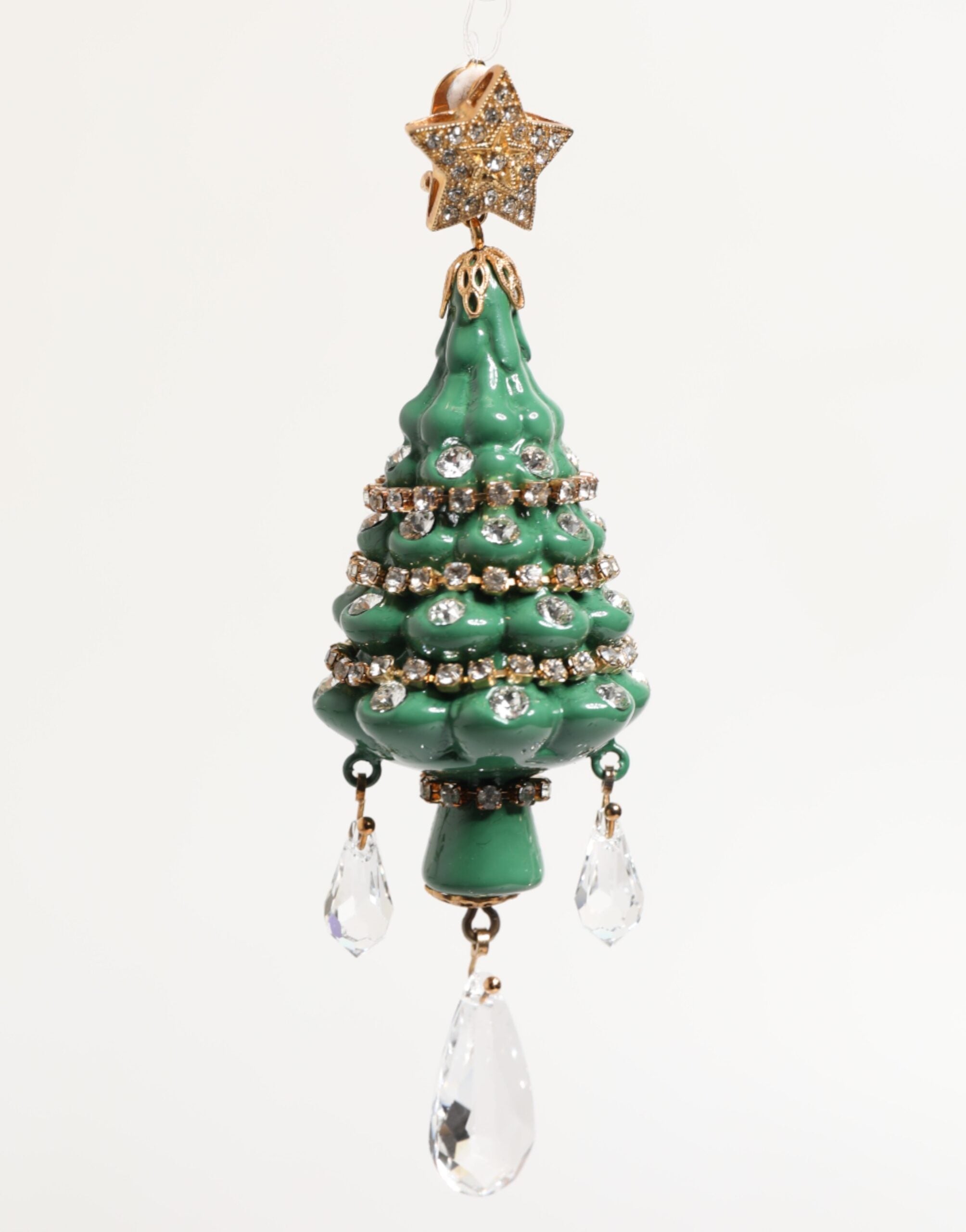 Dolce & Gabbana Gold Brass Multicolor Christmas Tree Earrings-5