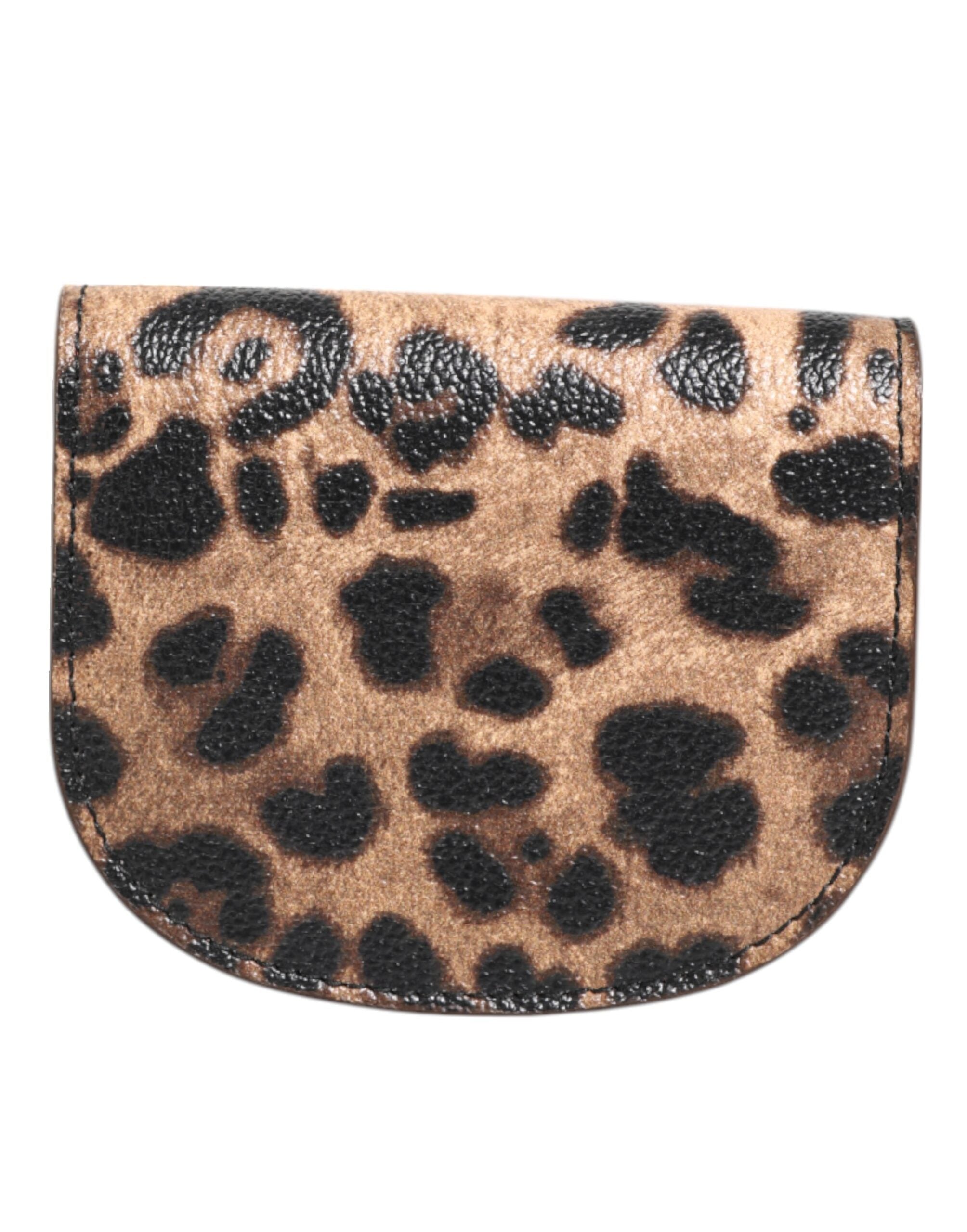 Cartera pequeña de piel de becerro marrón con estampado de leopardo de Dolce & Gabbana-2