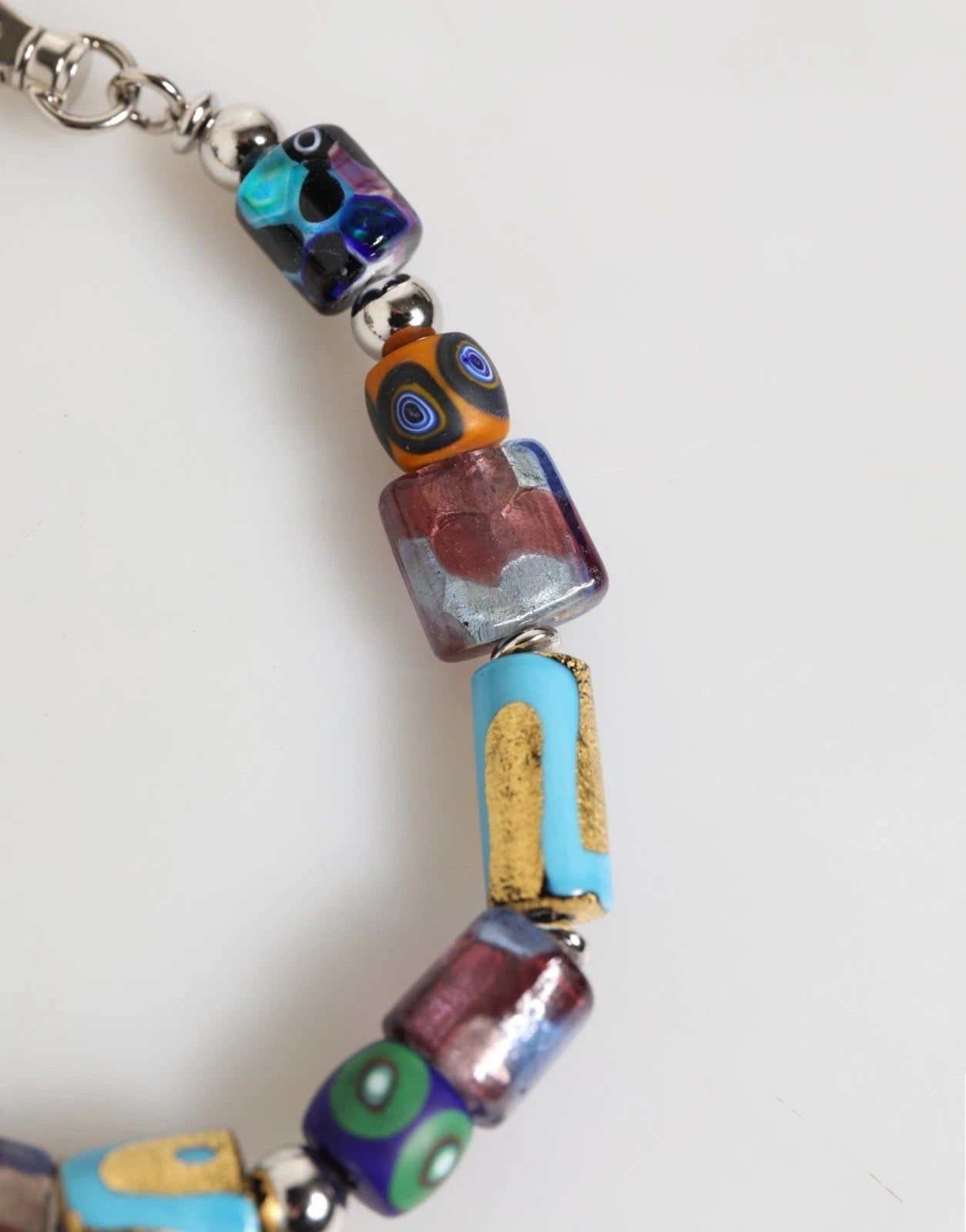 Dolce & Gabbana Multicolor Murano Glass Beads Brass Zamak Necklace-4