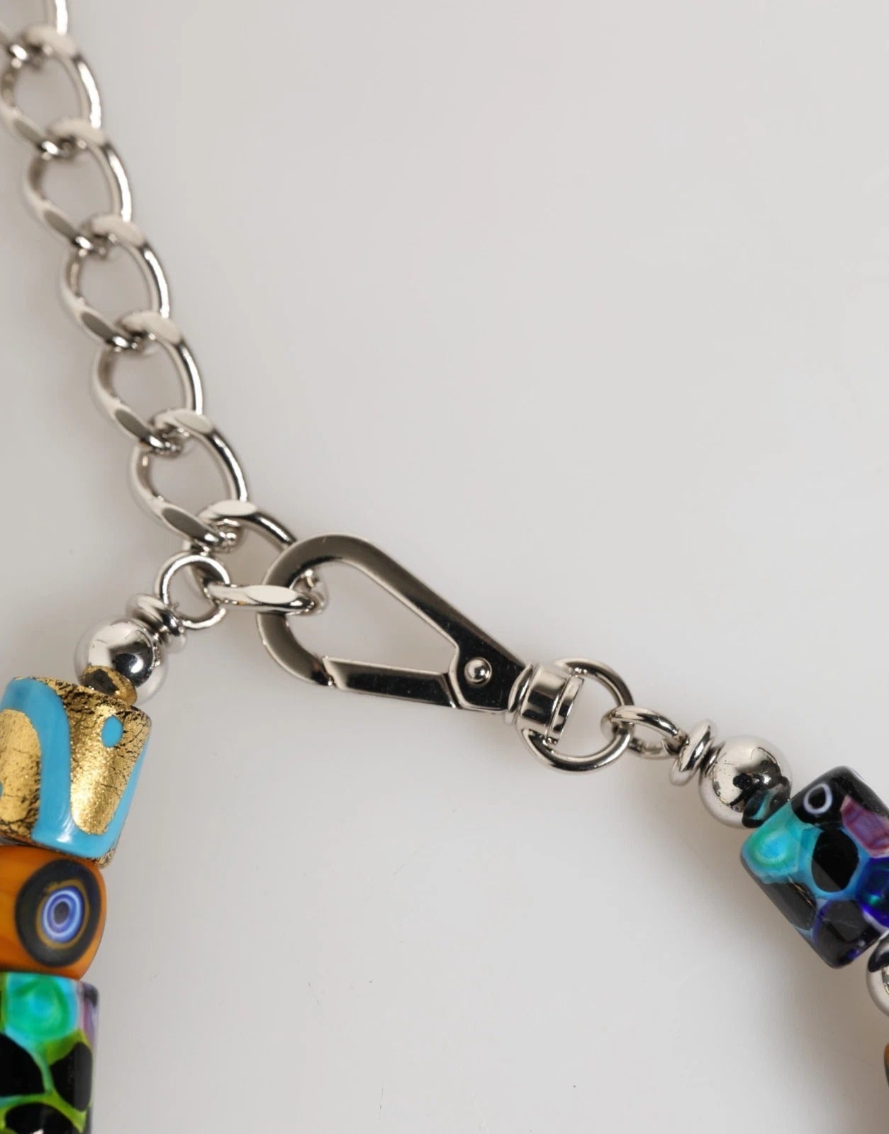 Dolce & Gabbana Multicolor Murano Glass Beads Brass Zamak Necklace-5