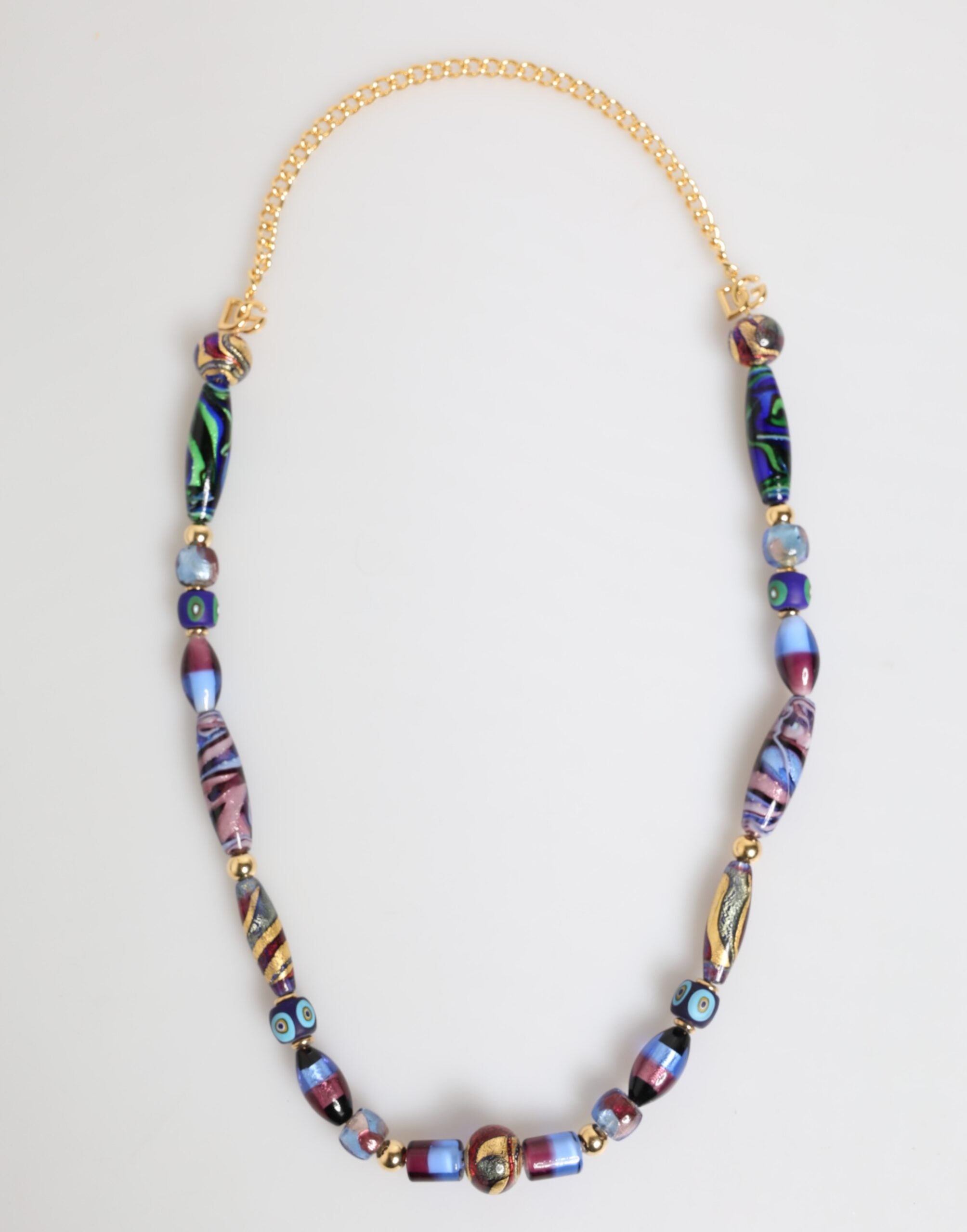 Dolce & Gabbana Multicolor Muranoglasperlen Gold Messing Kette Schmuck Halskette-2