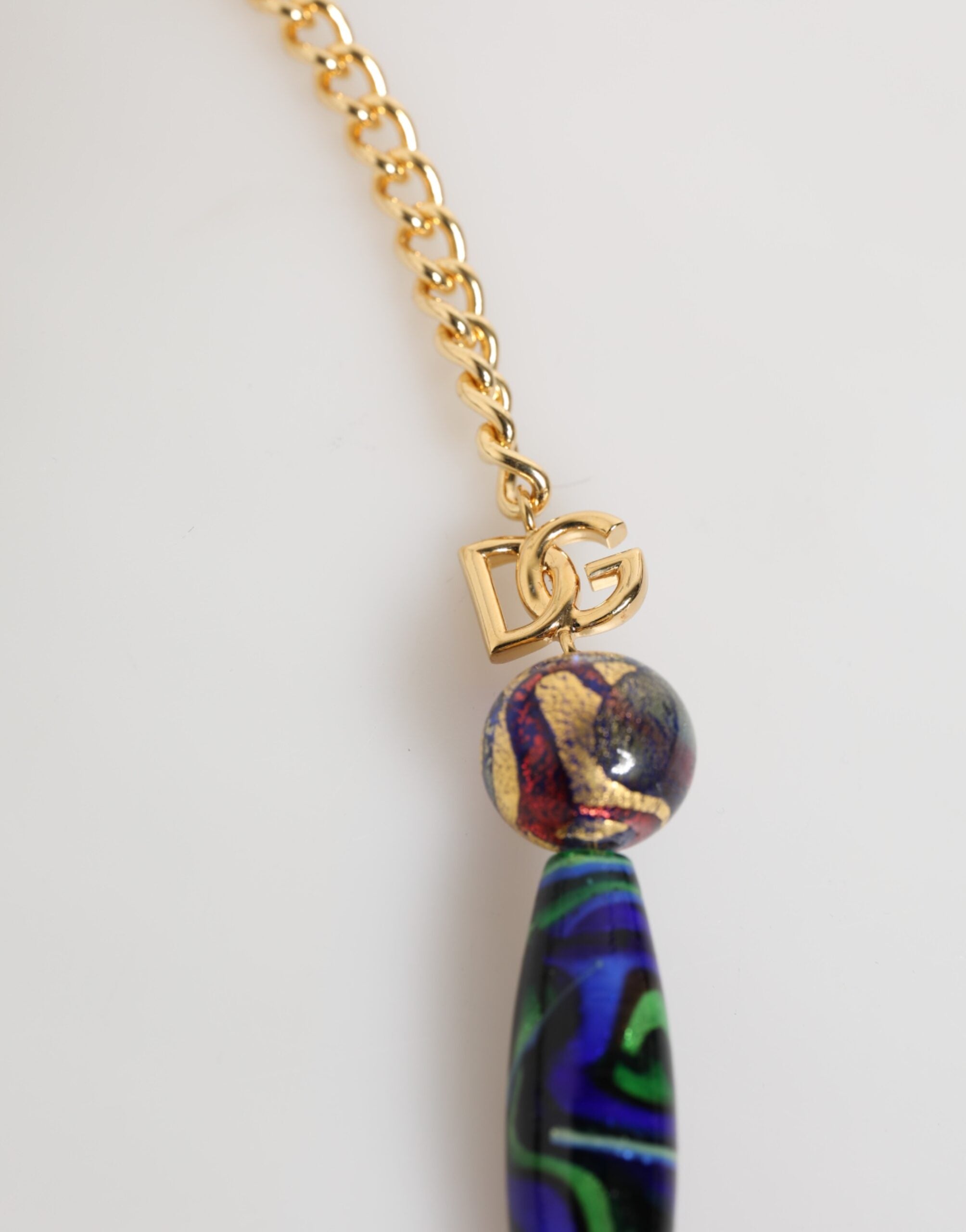 Dolce & Gabbana Multicolor Muranoglasperlen Gold Messing Kette Schmuck Halskette-3