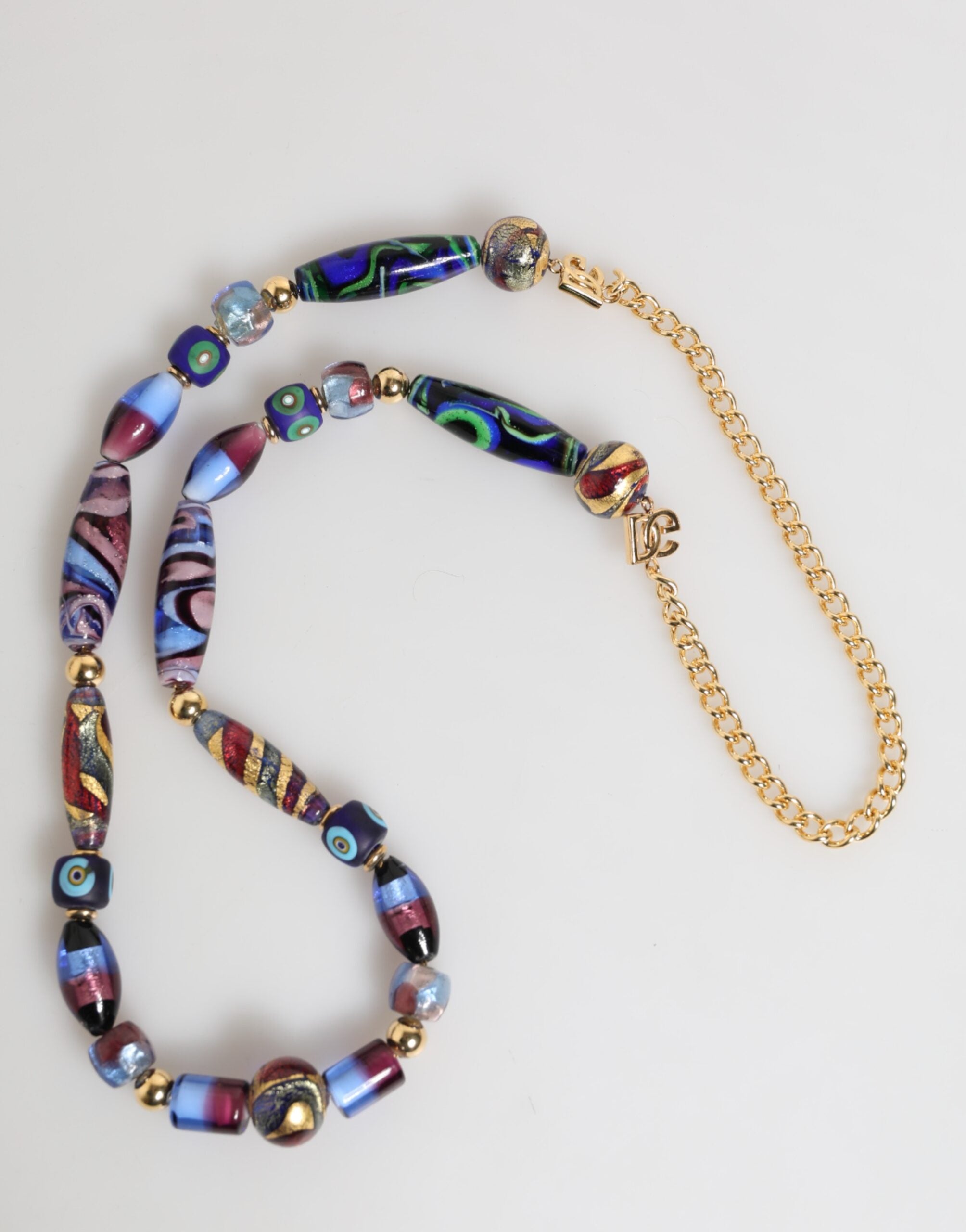 Dolce & Gabbana Multicolor Muranoglasperlen Gold Messing Kette Schmuck Halskette-6