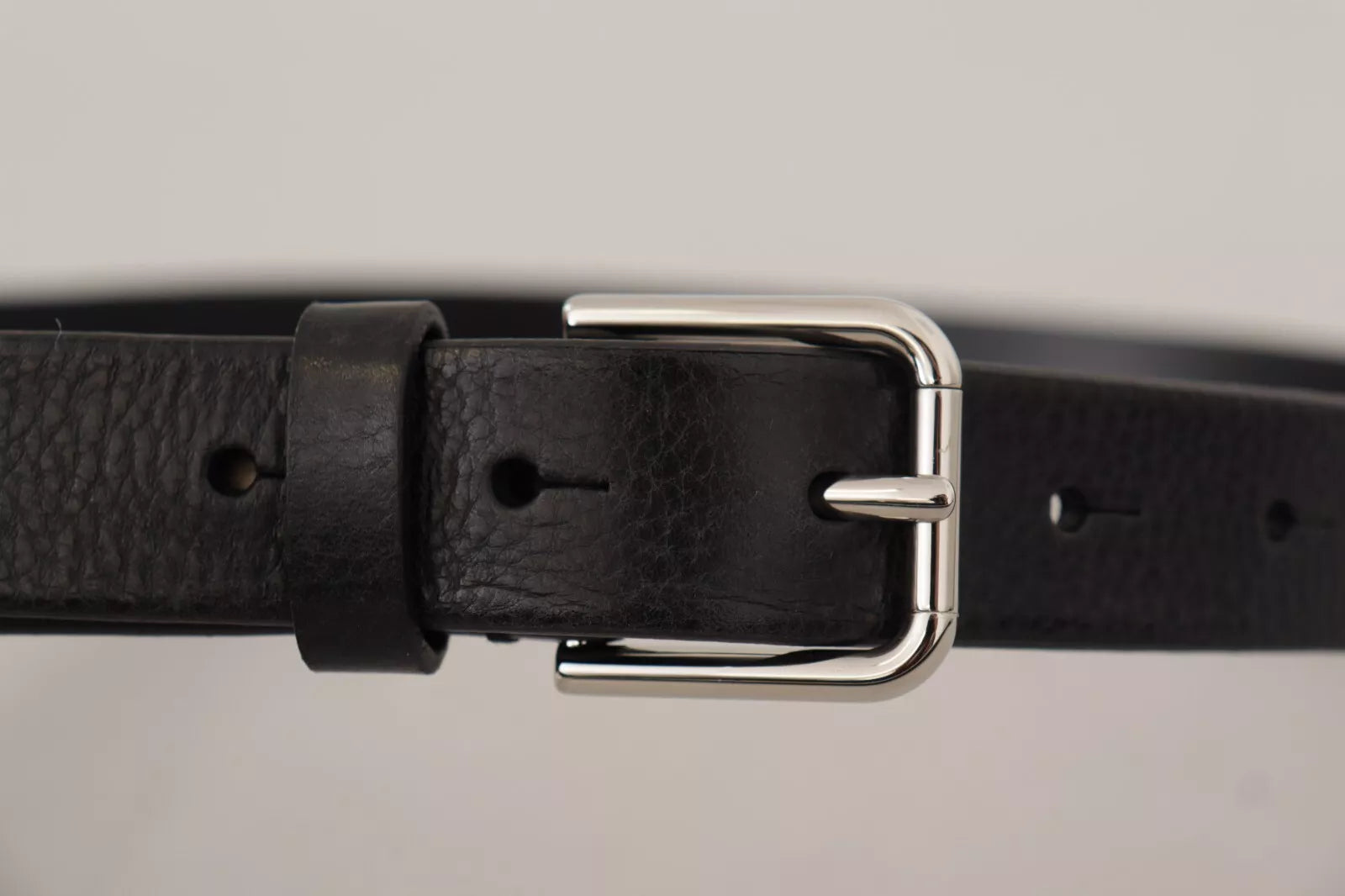 Dolce & Gabbana calfskin leather silver-tone belt with black metal buckle-4