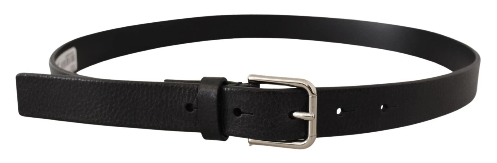Dolce & Gabbana calfskin leather silver-tone belt with black metal buckle-3