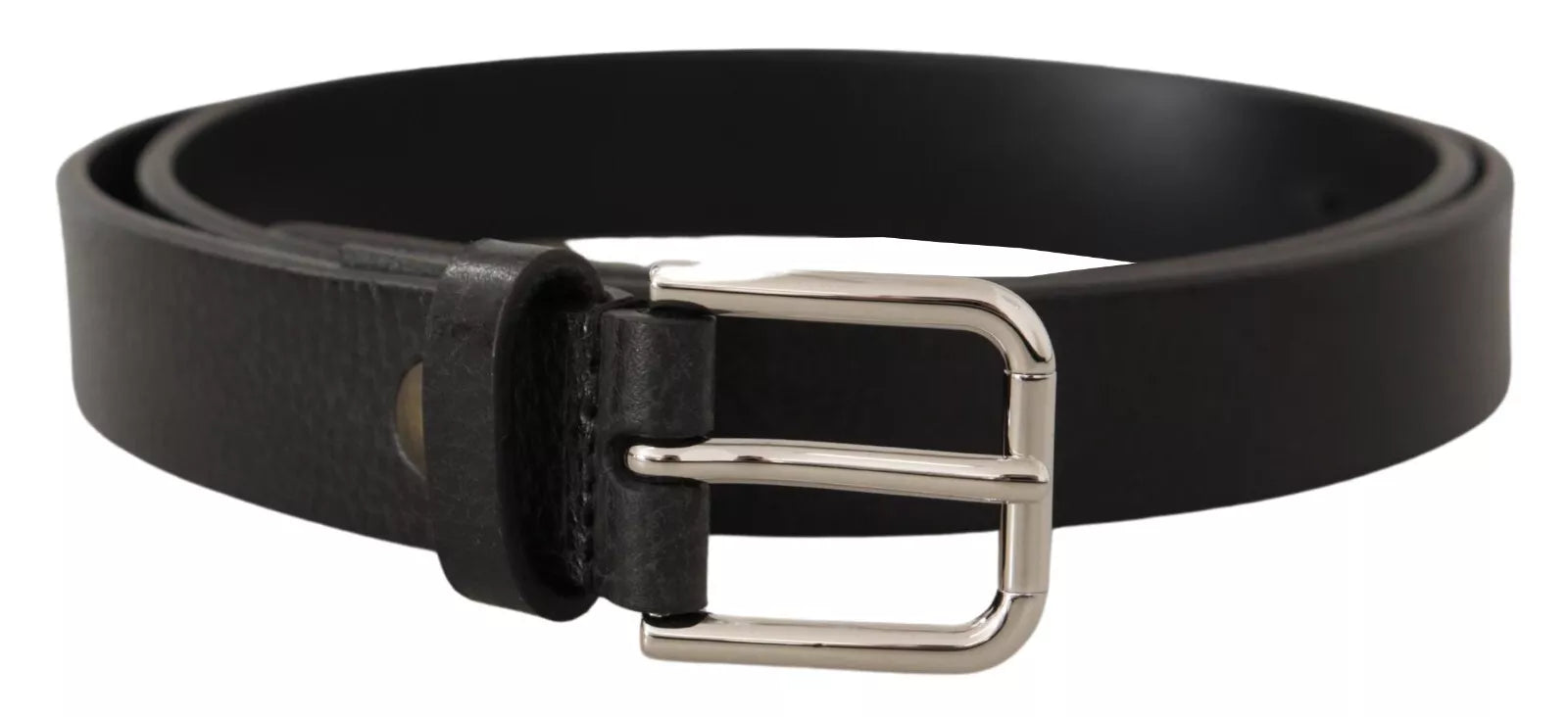 Dolce & Gabbana calfskin leather silver-tone belt with black metal buckle-1