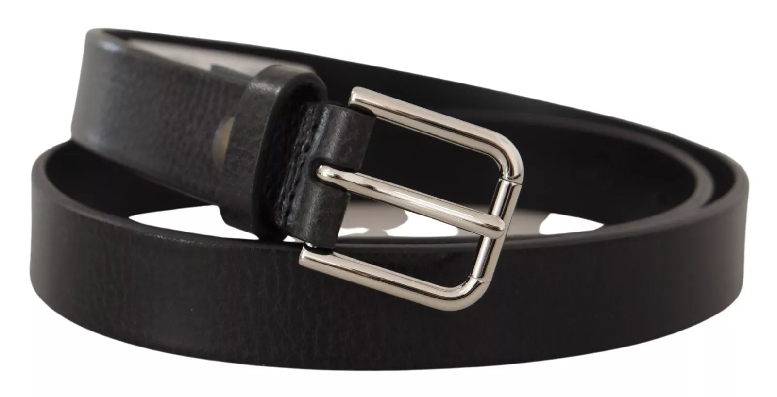 Dolce & Gabbana calfskin leather silver-tone belt with black metal buckle-2