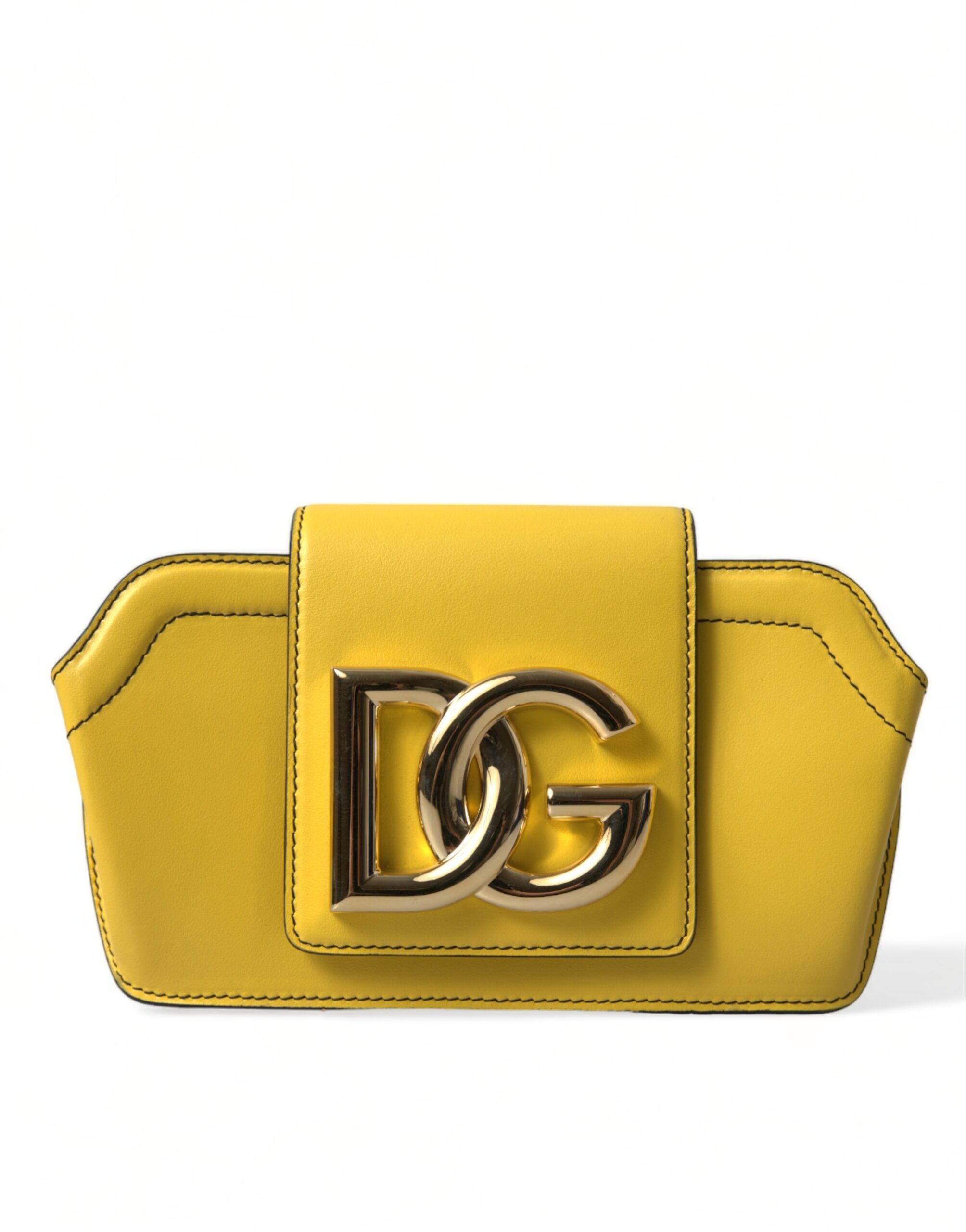 Dolce & Gabbana Gelbes Glattleder DG Logo Clutch Crossbody Case Tasche-2